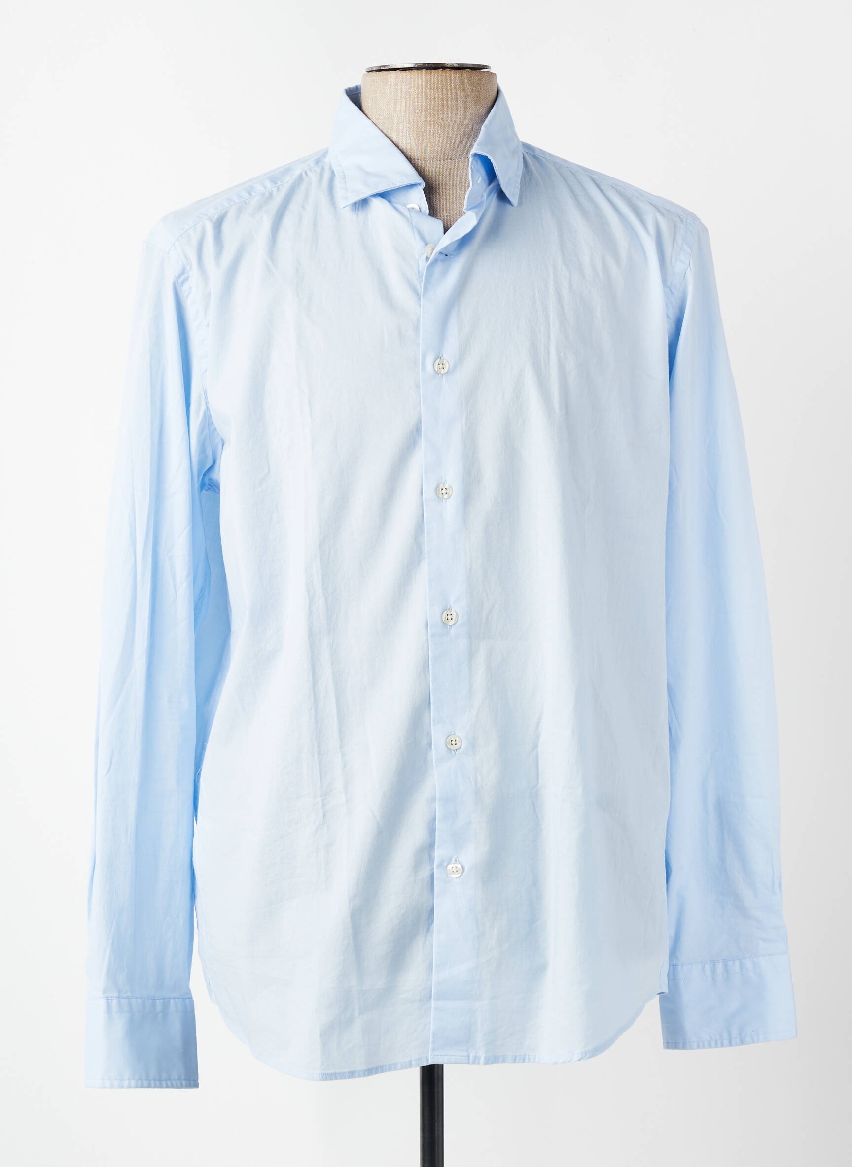 Chemise manches longues tissage popeline bleu FIL NOIR homme