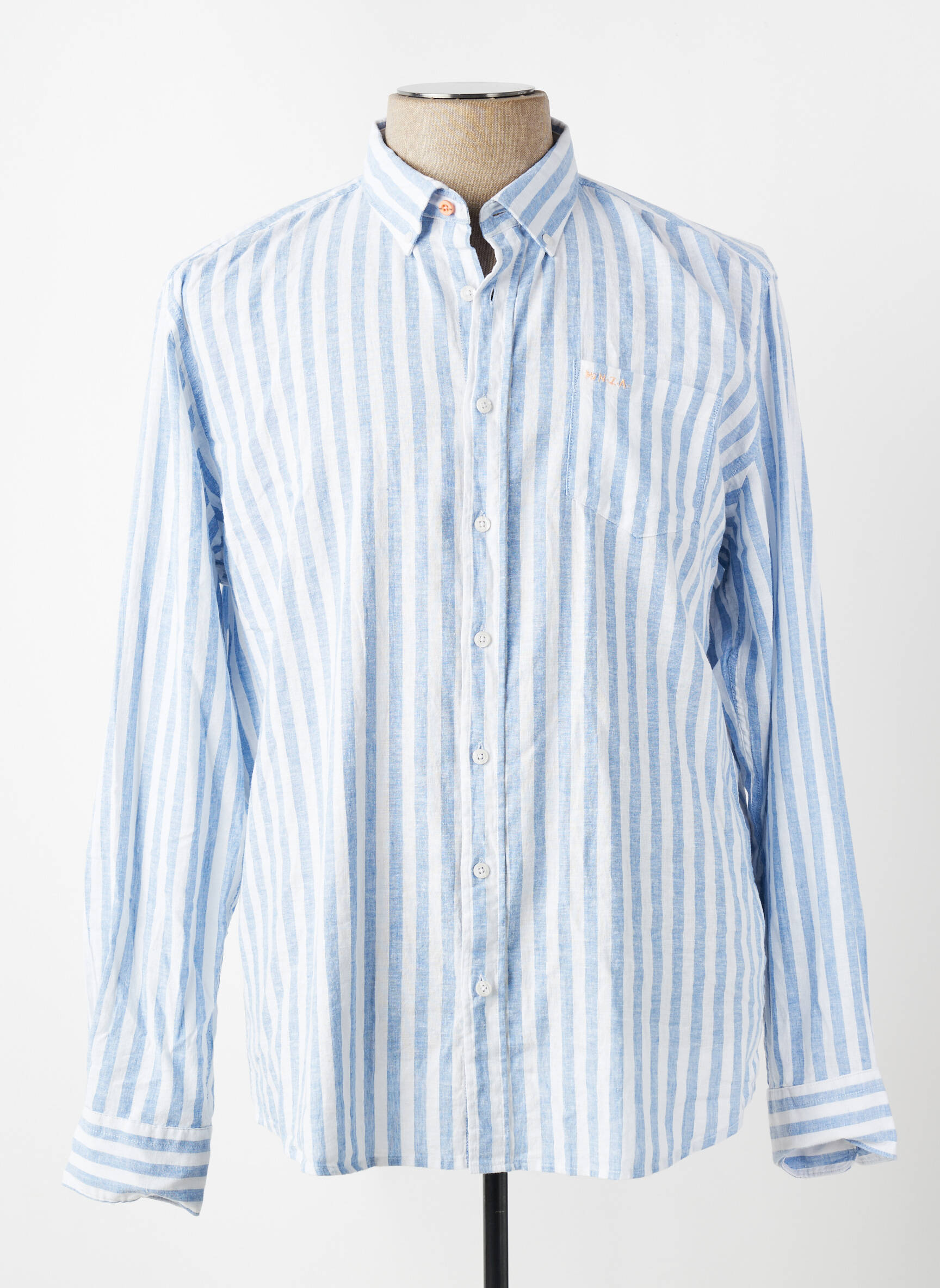 Chemise manches longues imprimé rayures bleu N.Z.A NEW ZEALAND homme