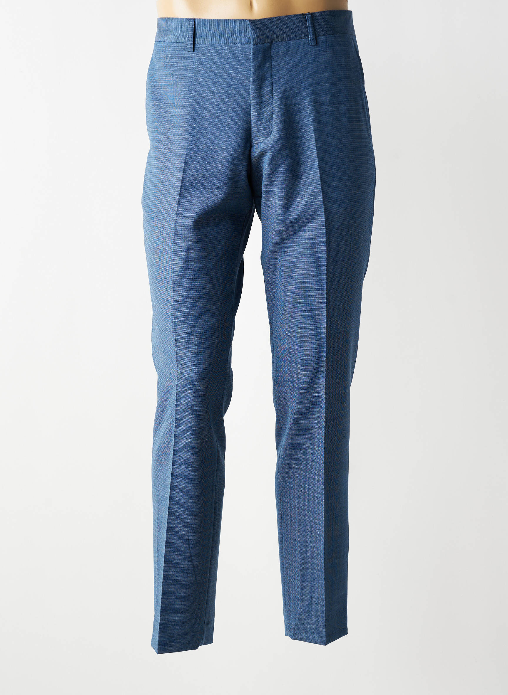 Pantalon droit fermeture zippée sous rabat avec crochet taille normale bleu MATINIQUE homme