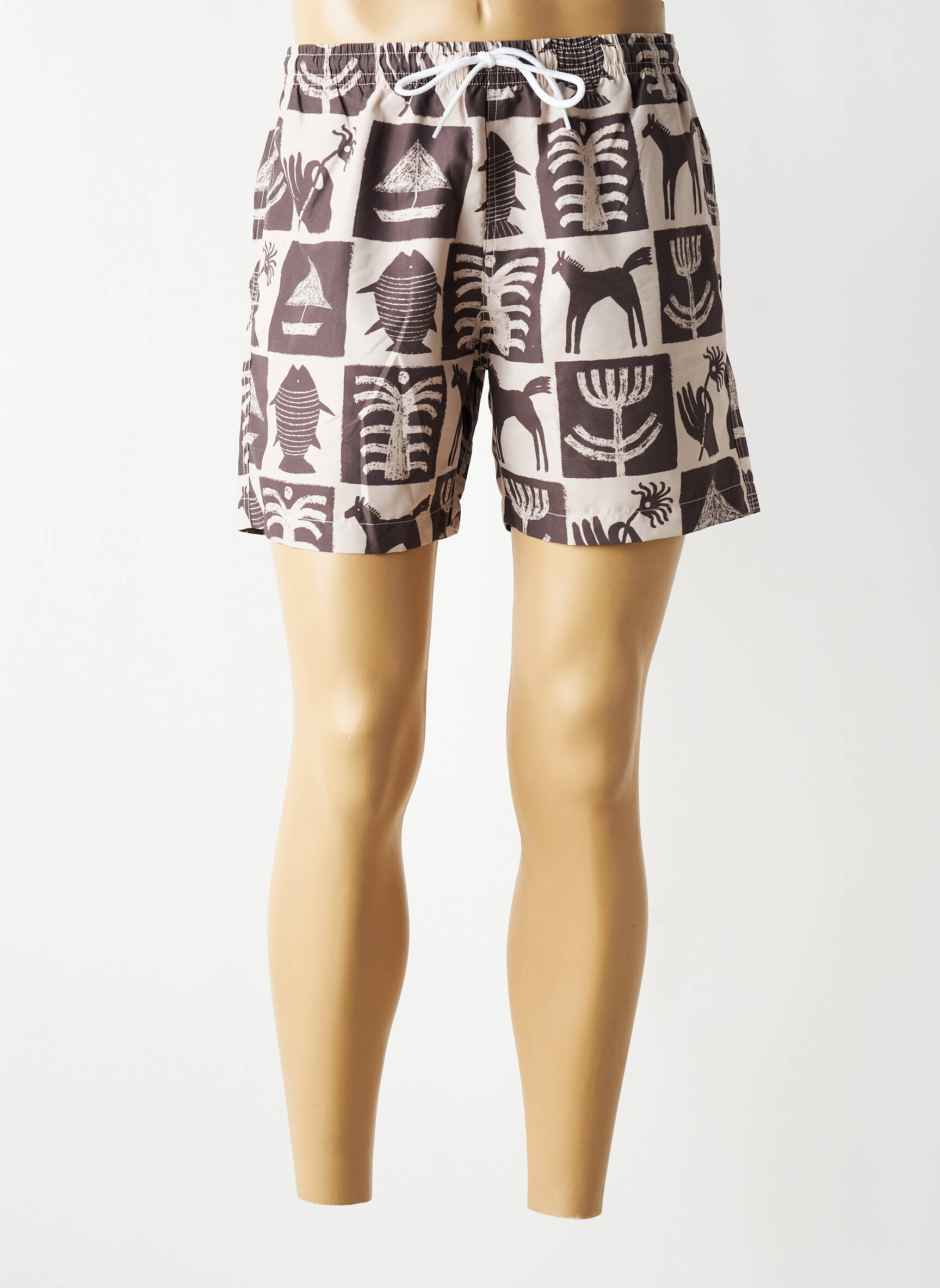 Short fermeture liens à nouer taille normale marron OLOW homme