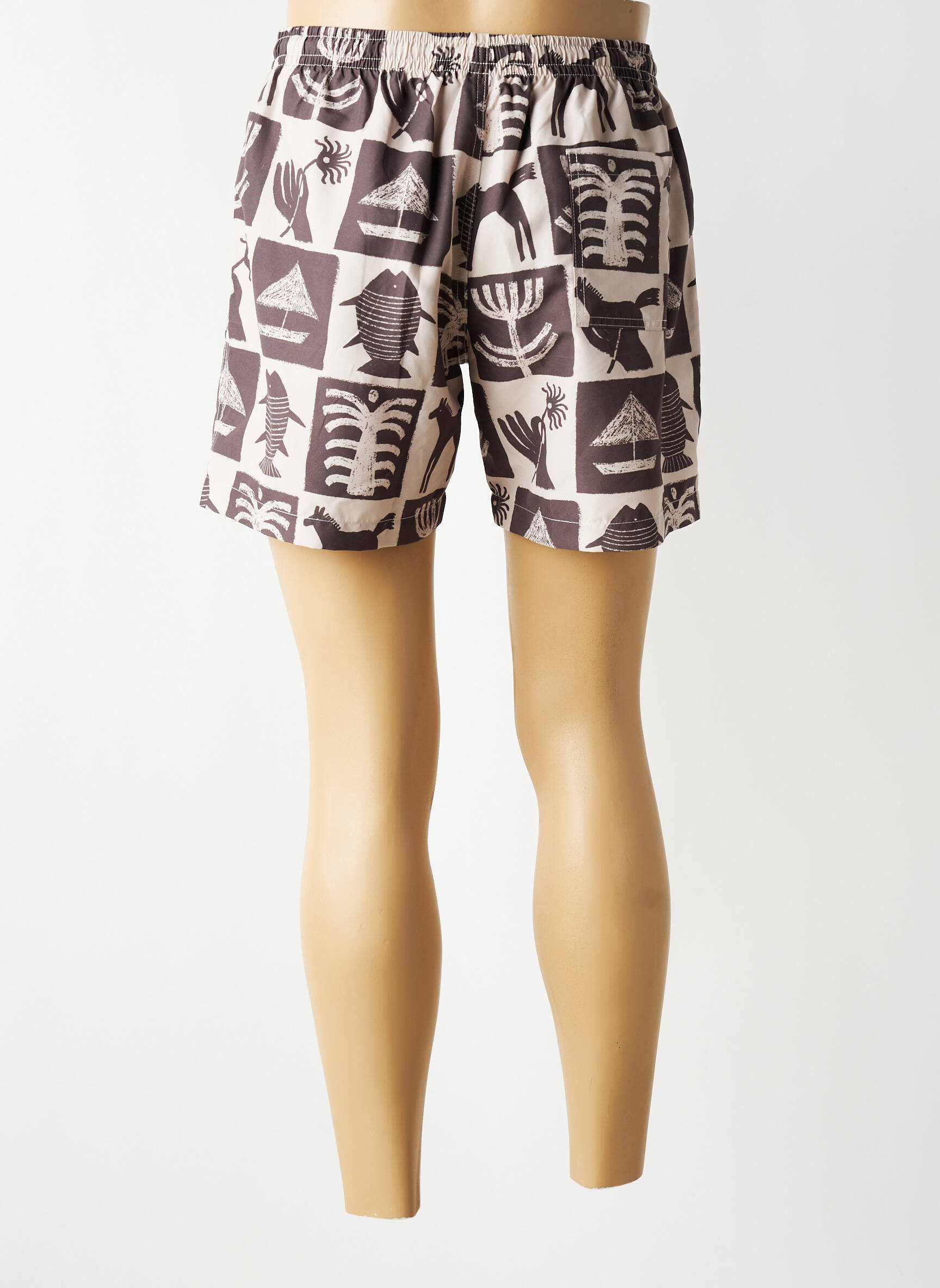 Short fermeture liens à nouer taille normale marron OLOW homme