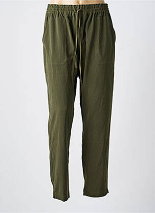 Pantalon droit tissage crêpe taille normale vert OBJECT femme