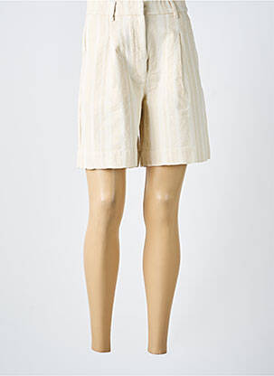 Bermuda taille haute taille haute beige THINKING MU femme