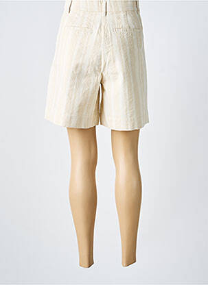 Bermuda taille haute taille haute beige THINKING MU femme