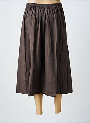 Jupe longue coupe évasée marron MARIE ILE DE RE femme
