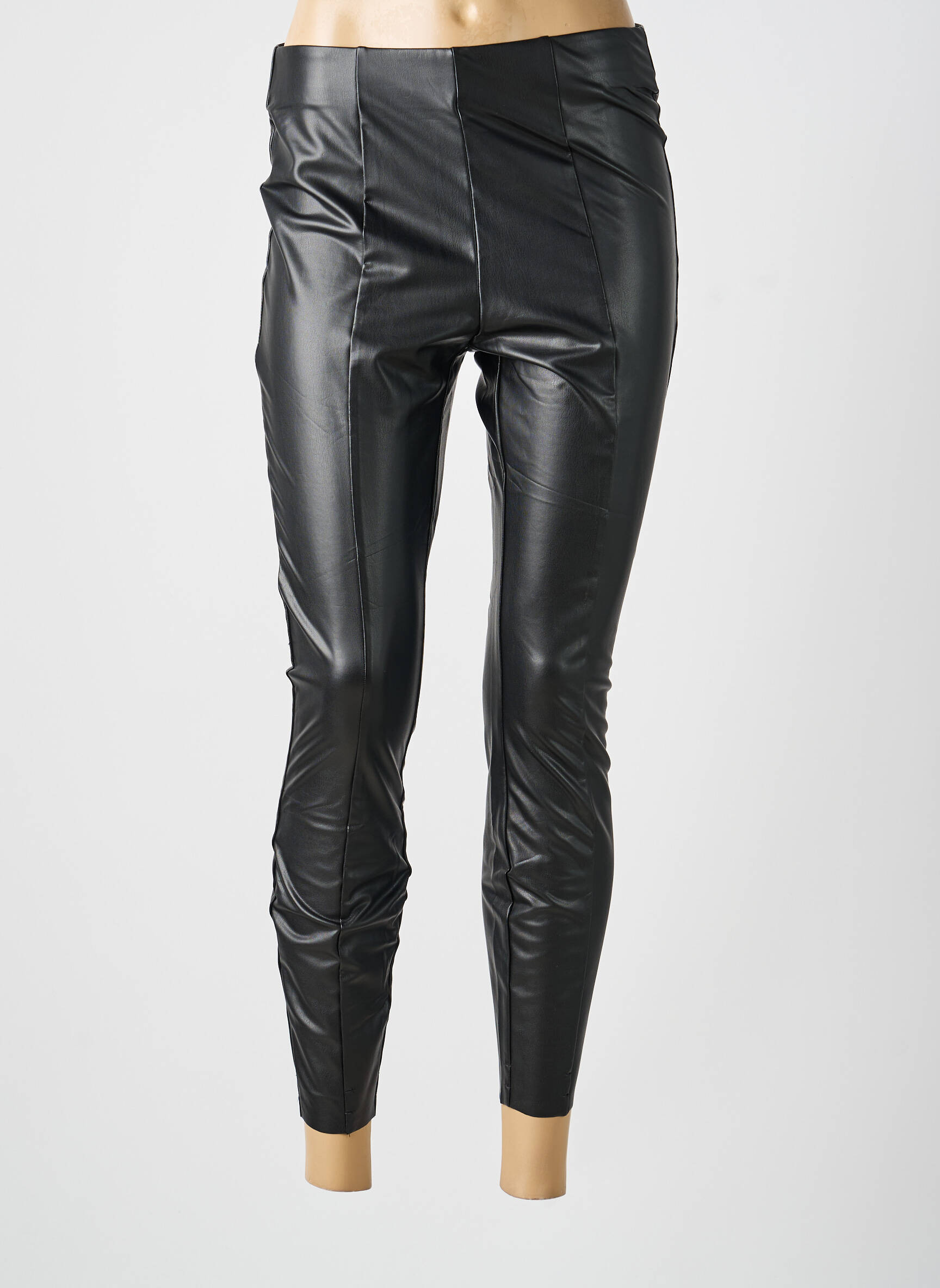 Legging tissage simili-cuir taille normale noir VILA femme