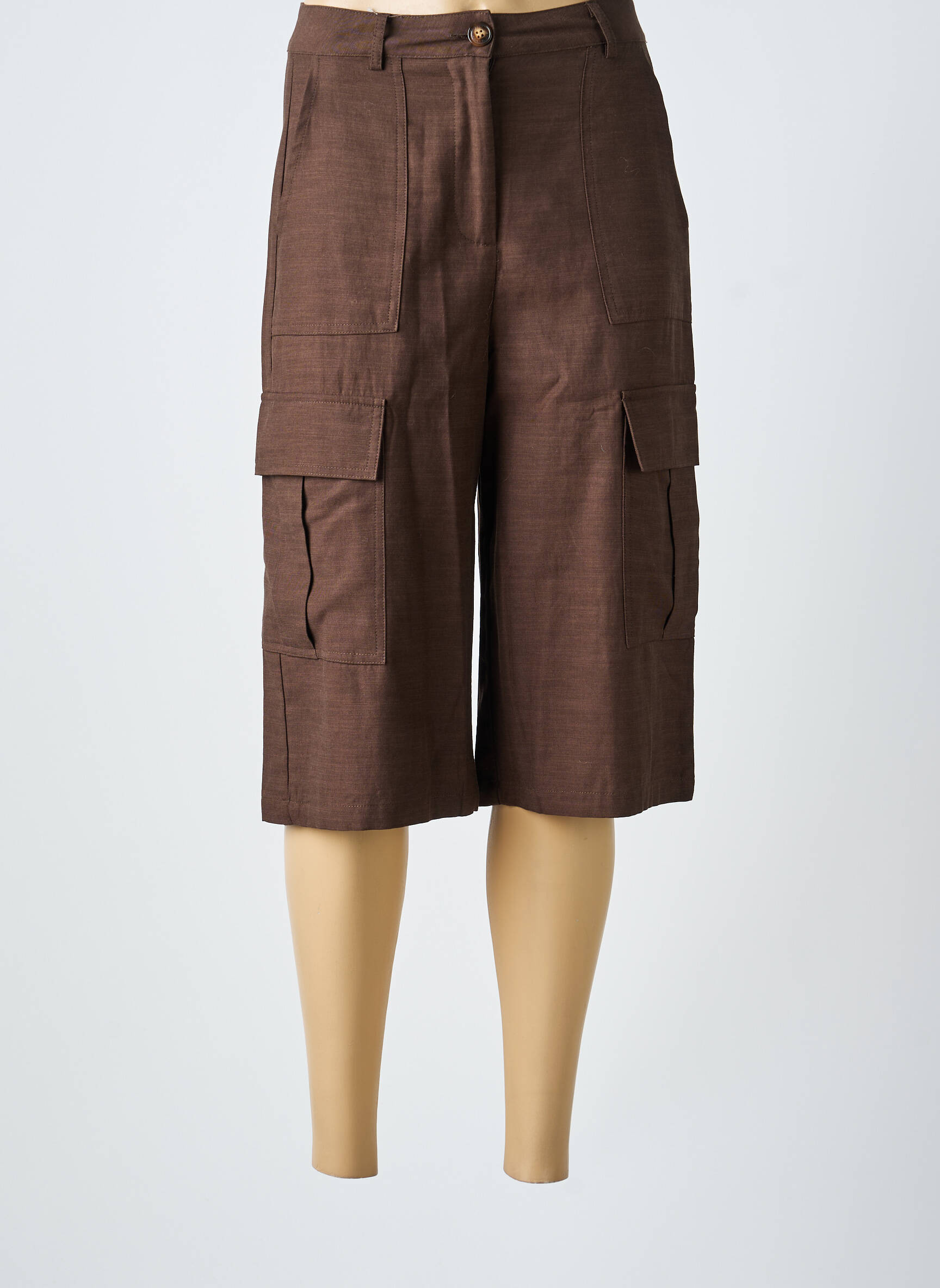 Bermuda taille haute taille haute marron LA PETITE ETOILE femme