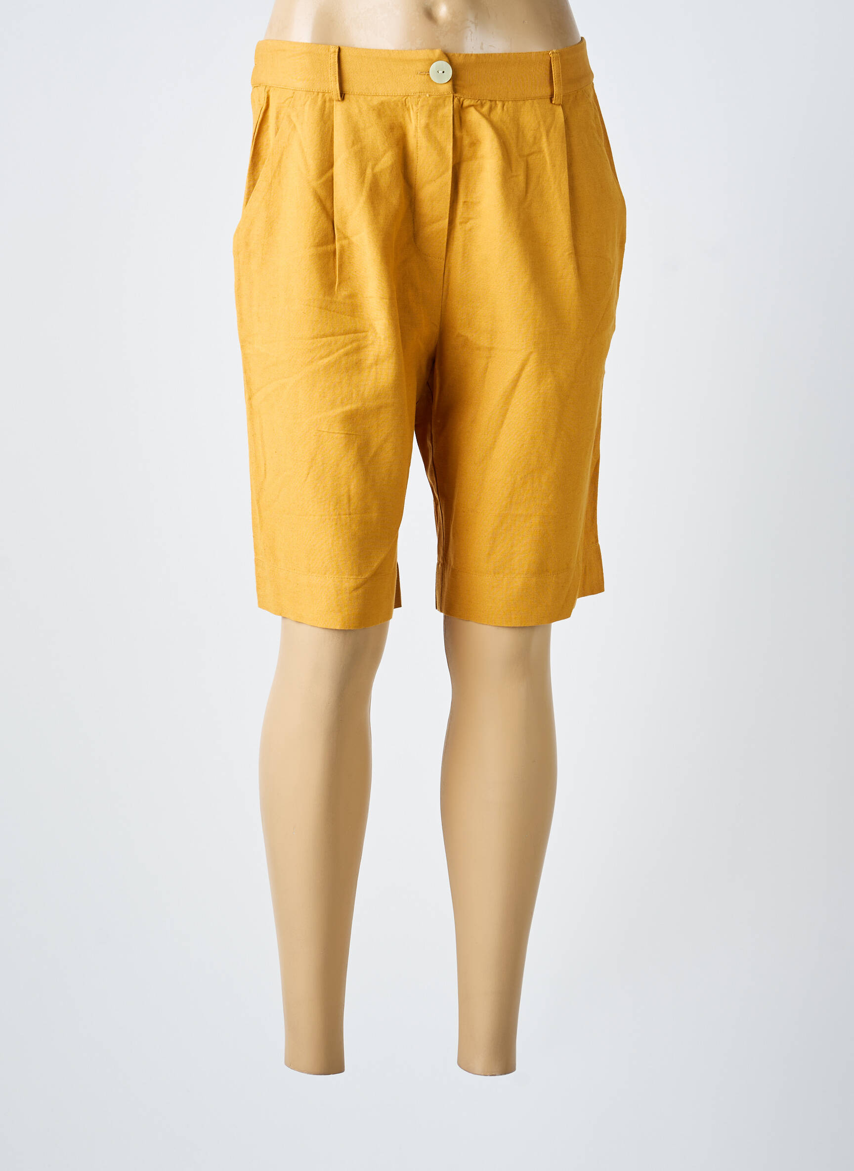 Bermuda taille à pinces taille normale jaune VILA femme