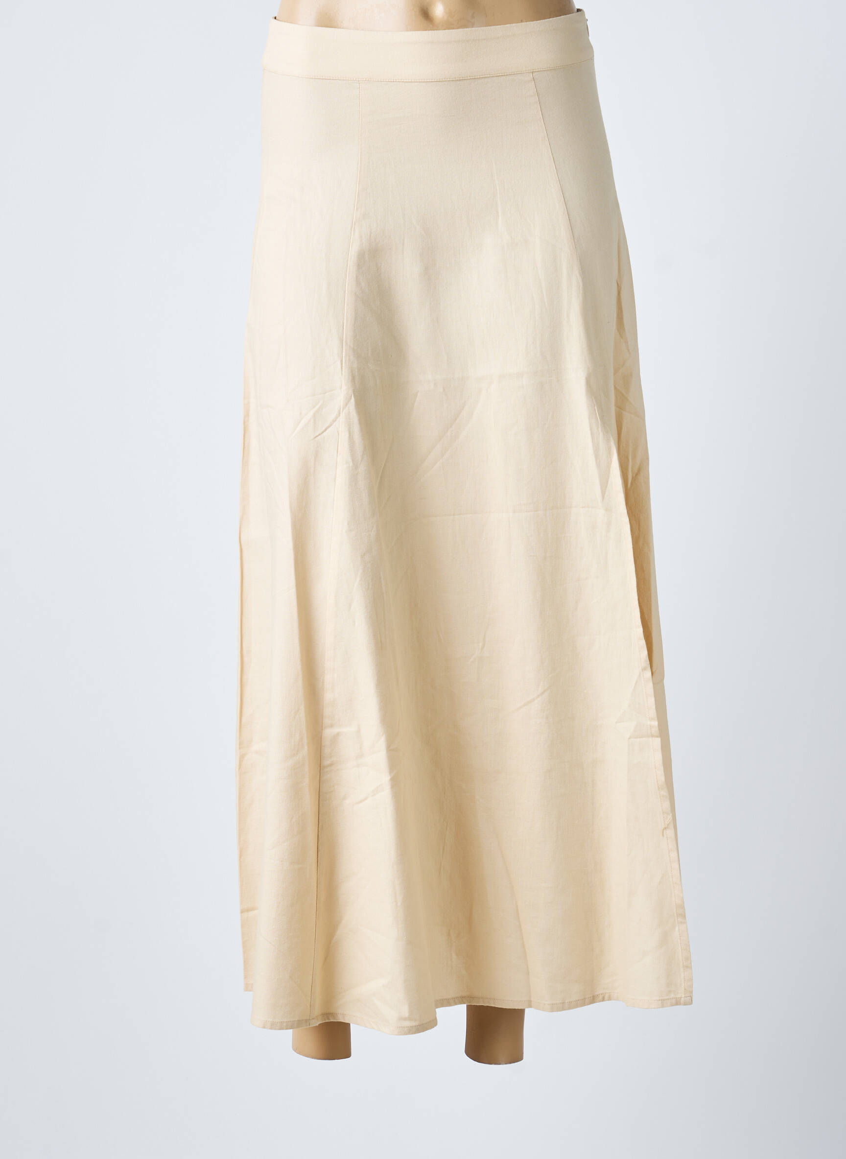 Jupe longue taille haute beige THINKING MU femme