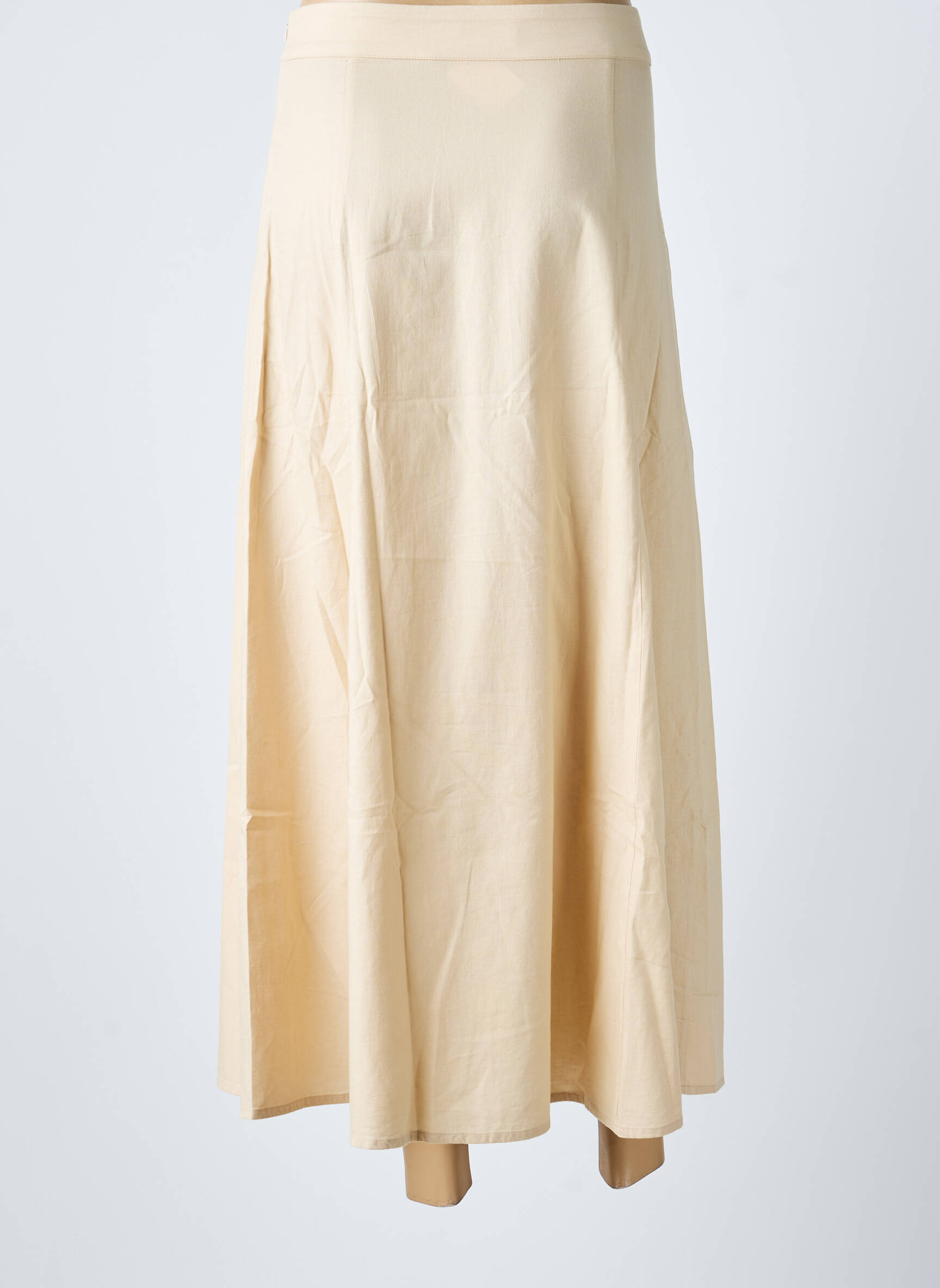 Jupe longue taille haute beige THINKING MU femme