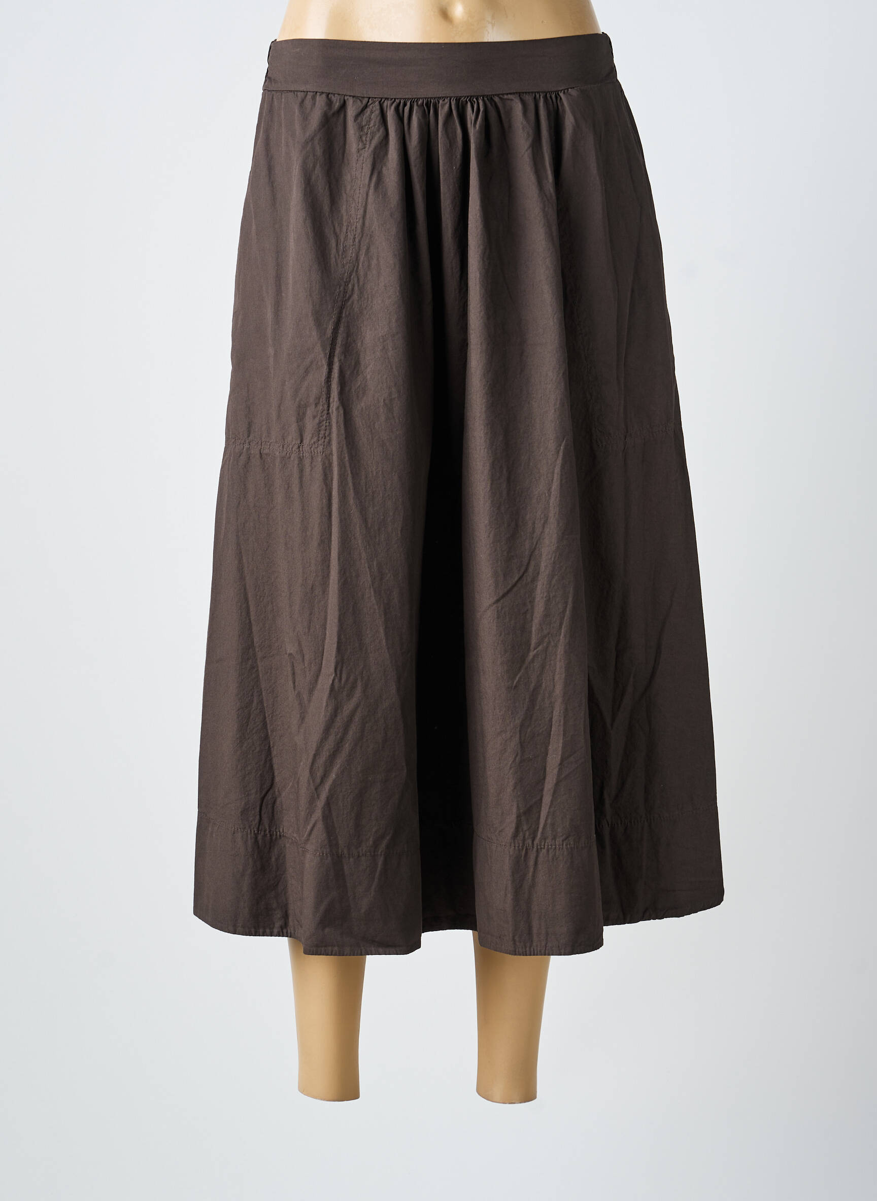 Jupe longue coupe évasée marron MARIE ILE DE RE femme