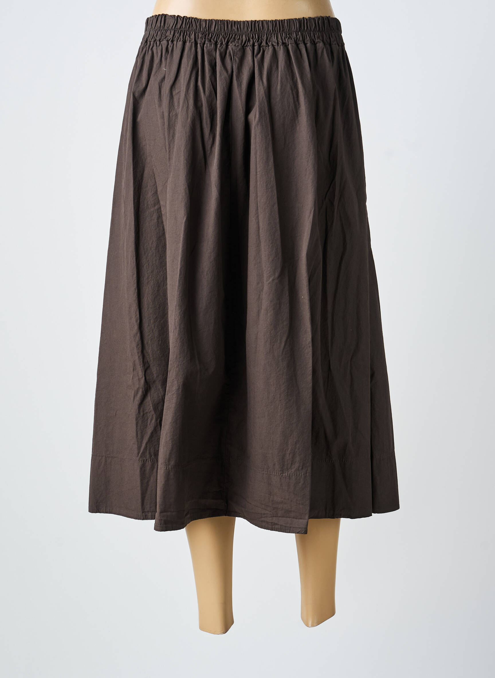 Jupe longue coupe évasée marron MARIE ILE DE RE femme