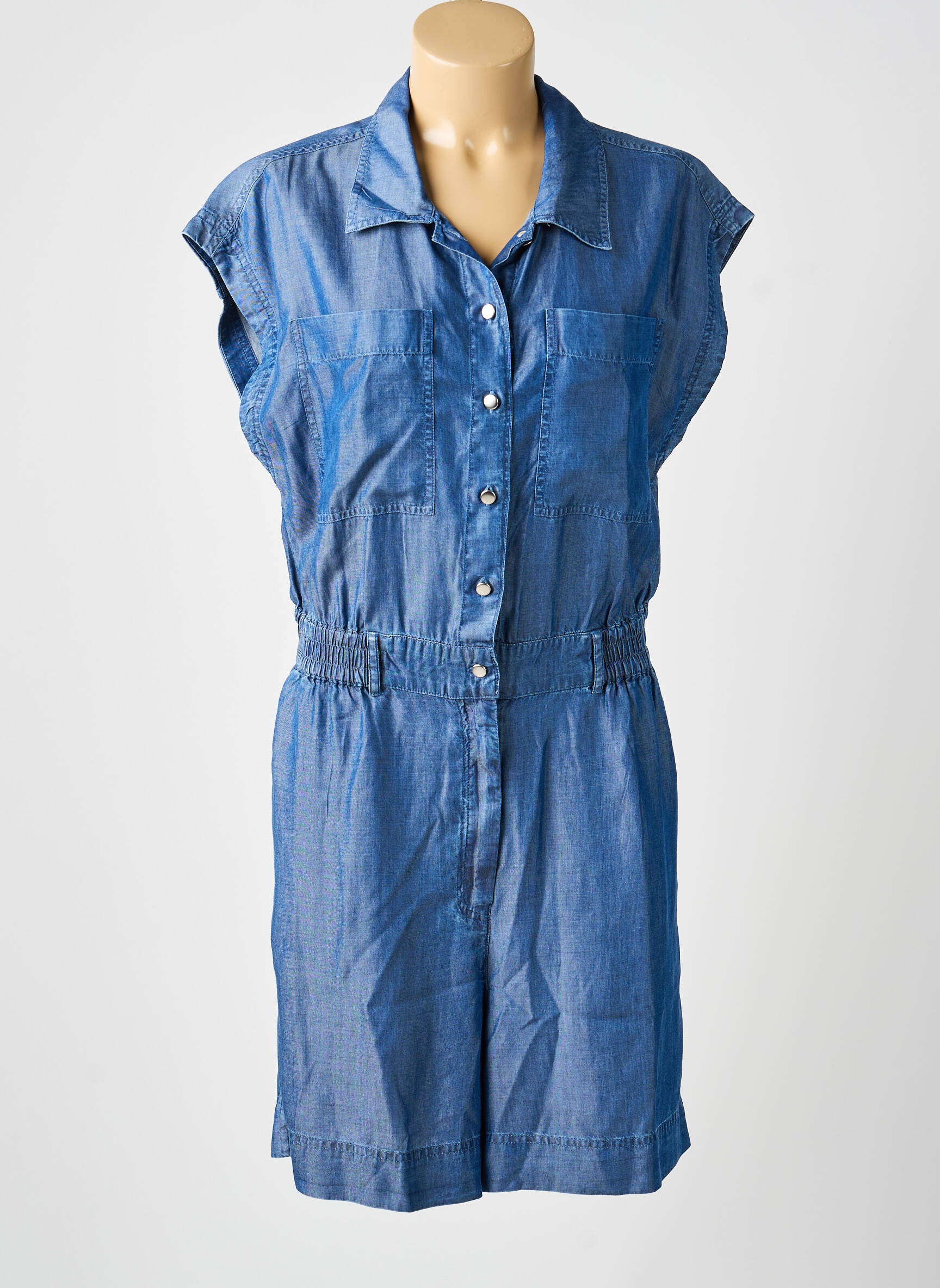 Combishort fermeture boutonnée sur le devant manches courtes bleu VILA femme