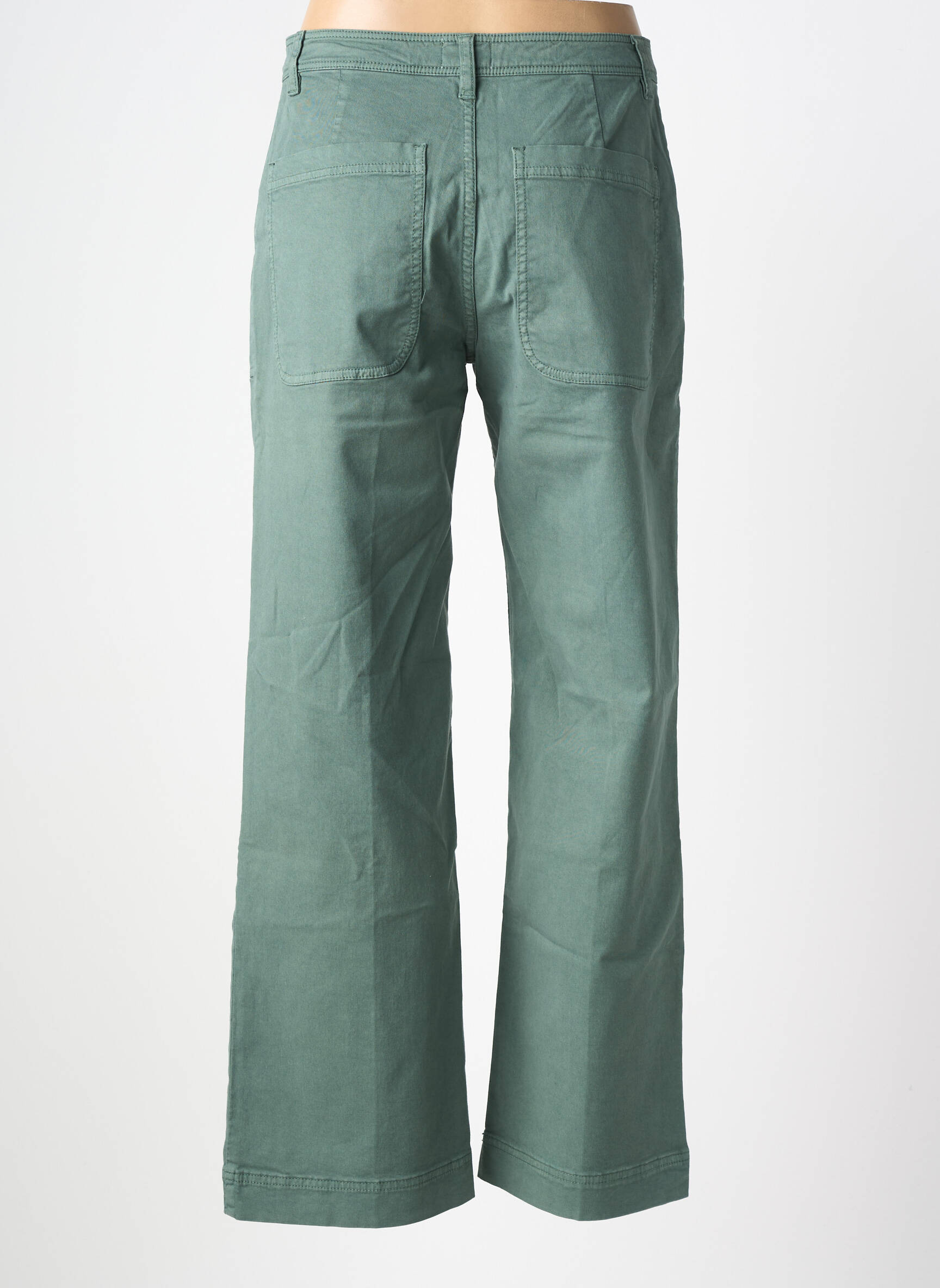 Pantalon large fermeture zippée sous rabat boutonné taille normale vert LABDIP femme