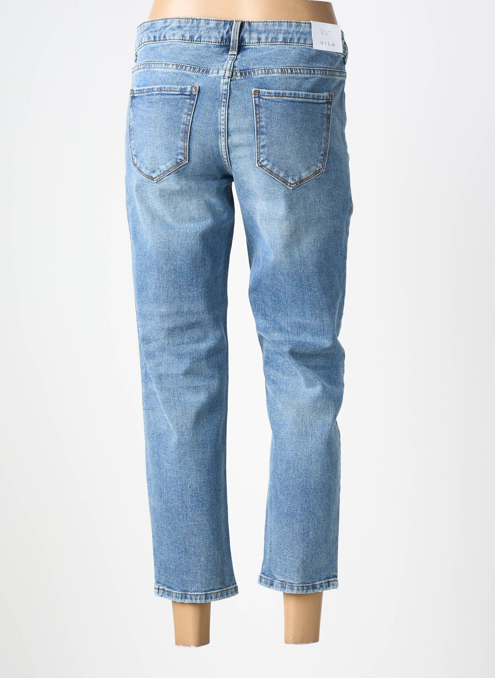 Jeans coupe droite stretch taille normale bleu VILA femme