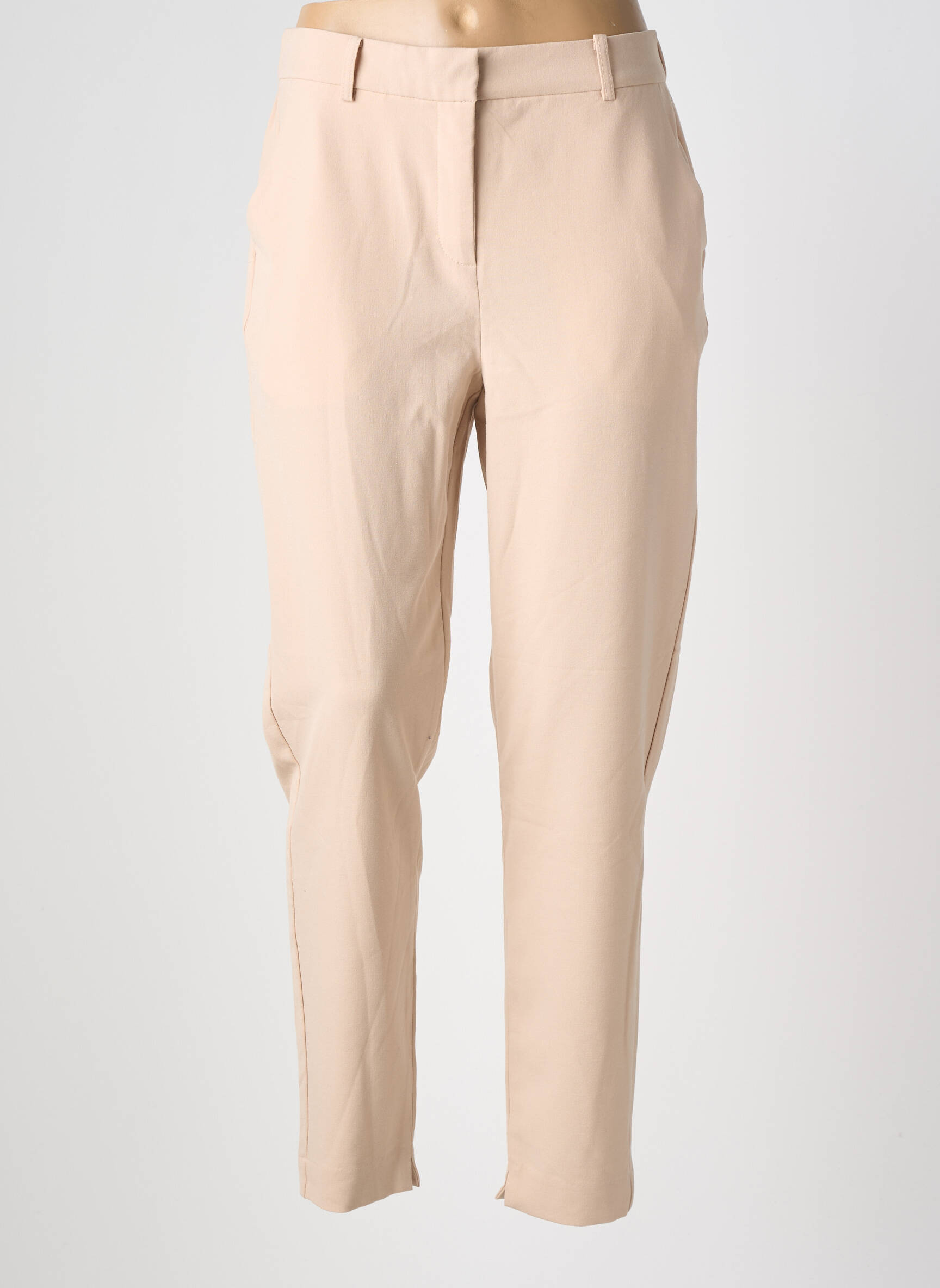 Pantalon droit stretch taille normale beige B.YOUNG femme