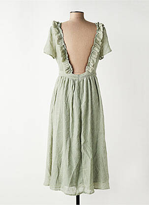 Robe mi-longue manches courtes manches courtes vert ARTLOVE femme