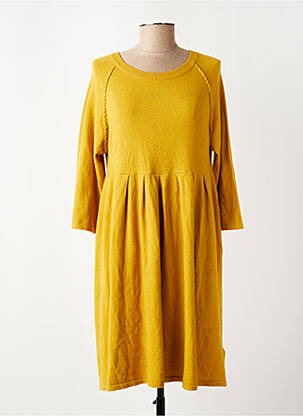 Robe mi-longue manches longues manches longues jaune ARTLOVE femme