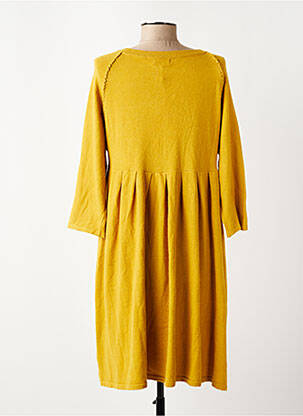 Robe mi-longue manches longues manches longues jaune ARTLOVE femme