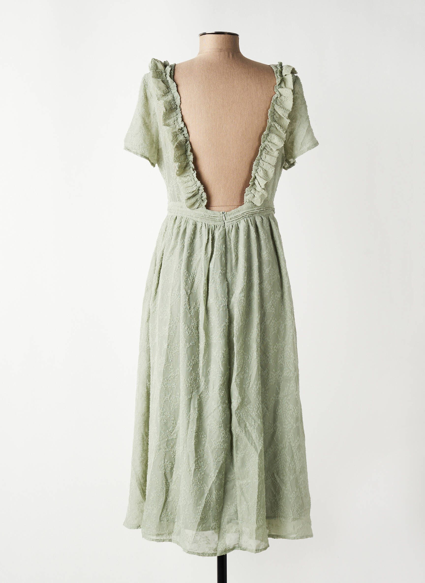 Robe mi-longue manches courtes manches courtes vert ARTLOVE femme