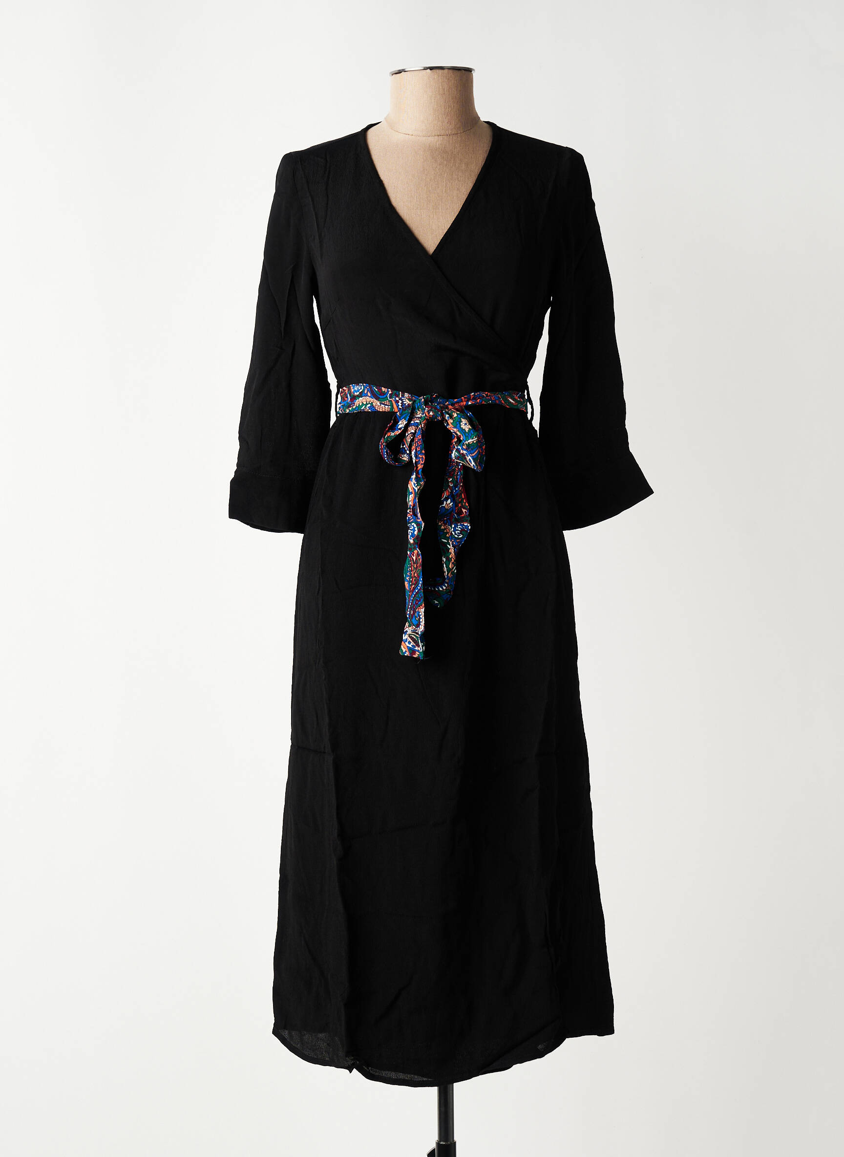 Robe mi-longue manches longues manches longues noir VERO MODA femme