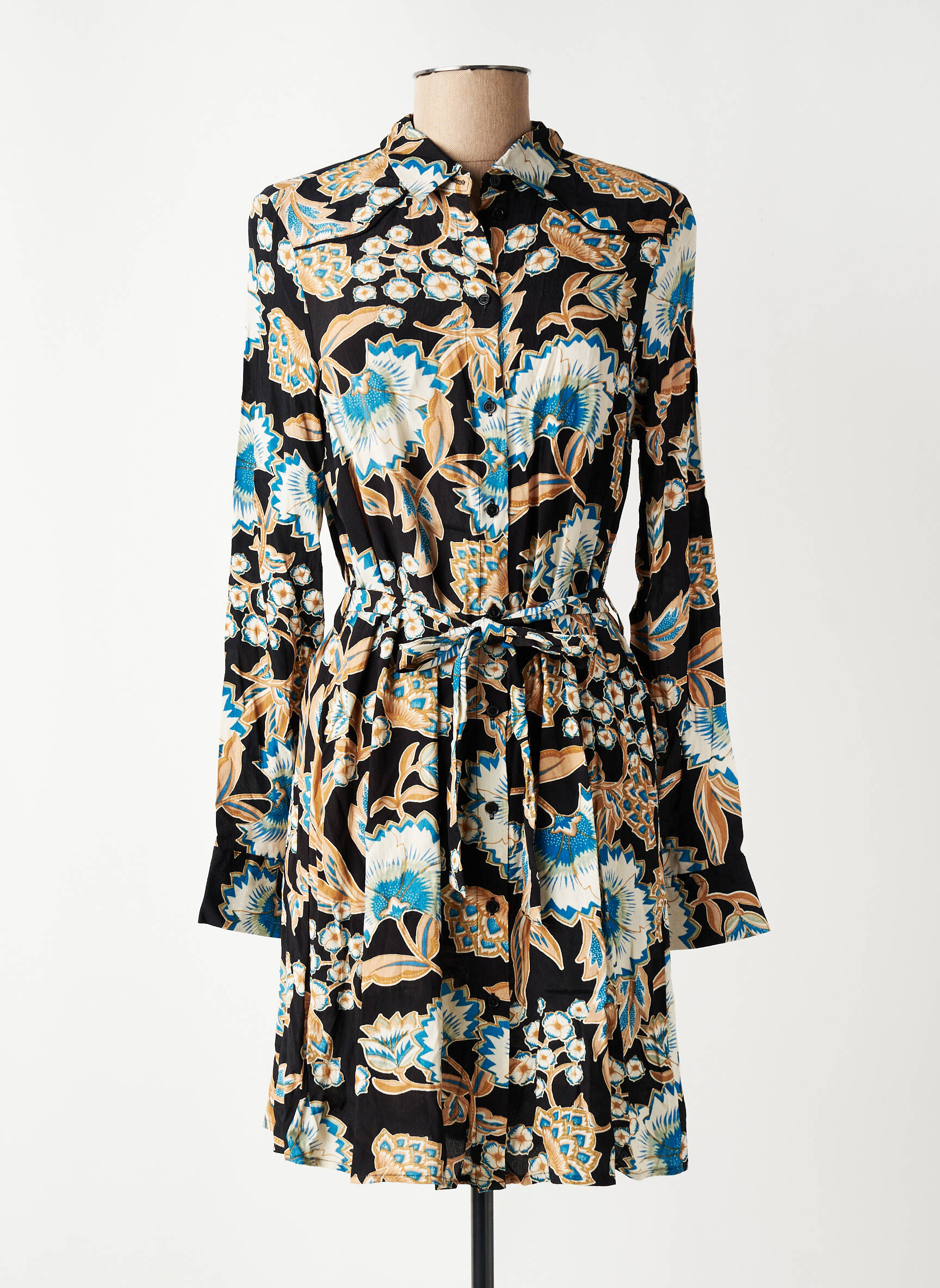 Robe courte imprimé fleurs manches longues noir VERO MODA femme