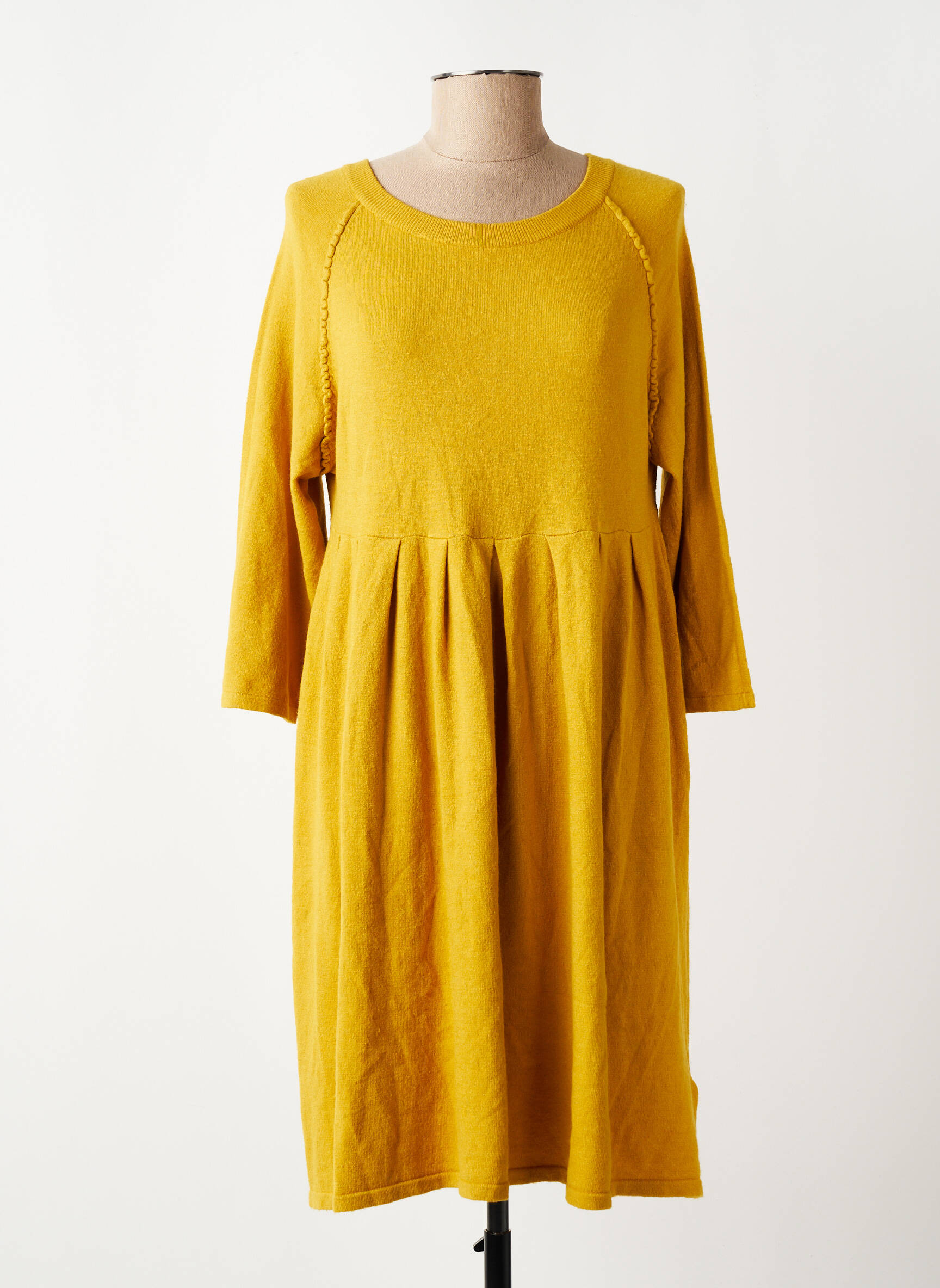 Robe mi-longue manches longues manches longues jaune ARTLOVE femme