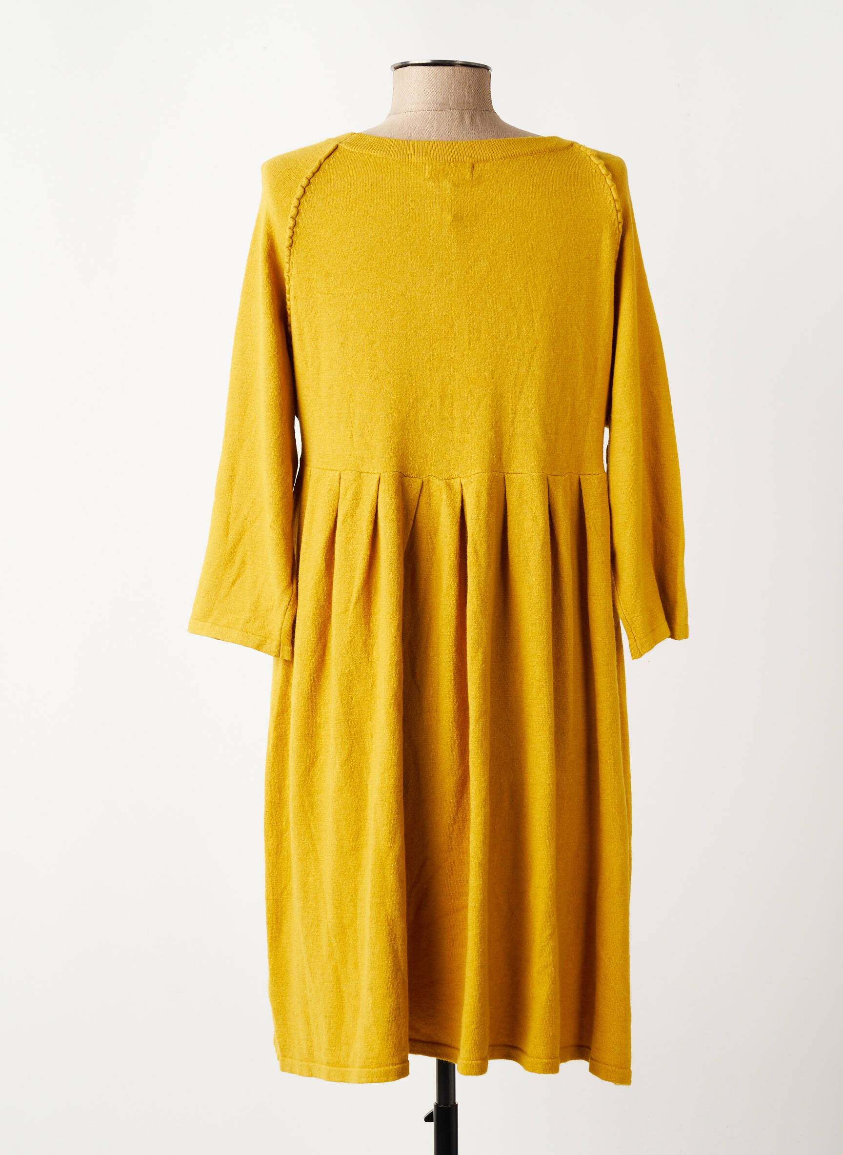 Robe mi-longue manches longues manches longues jaune ARTLOVE femme
