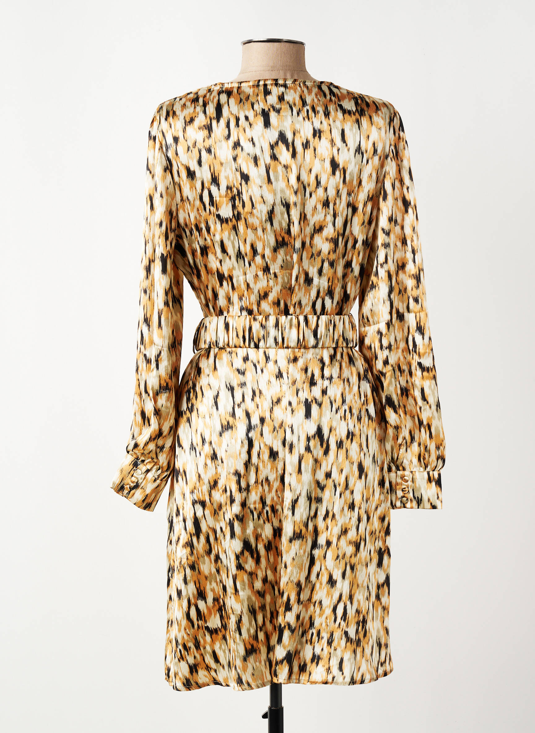 Robe mi-longue imprimé fantaisie manches longues marron VERO MODA femme