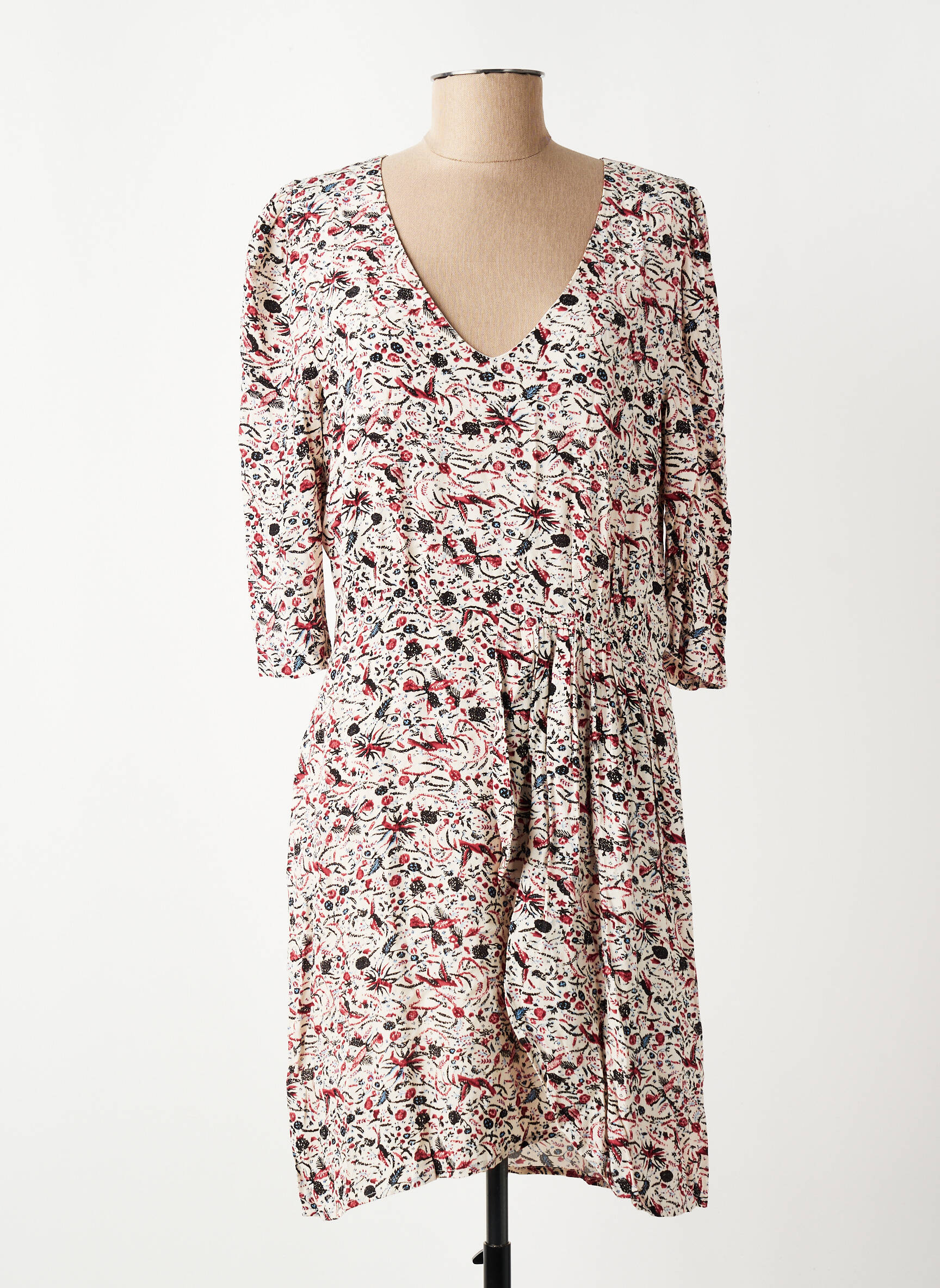 Robe mi-longue manches 3/4 manches 3/4 blanc ARTLOVE femme