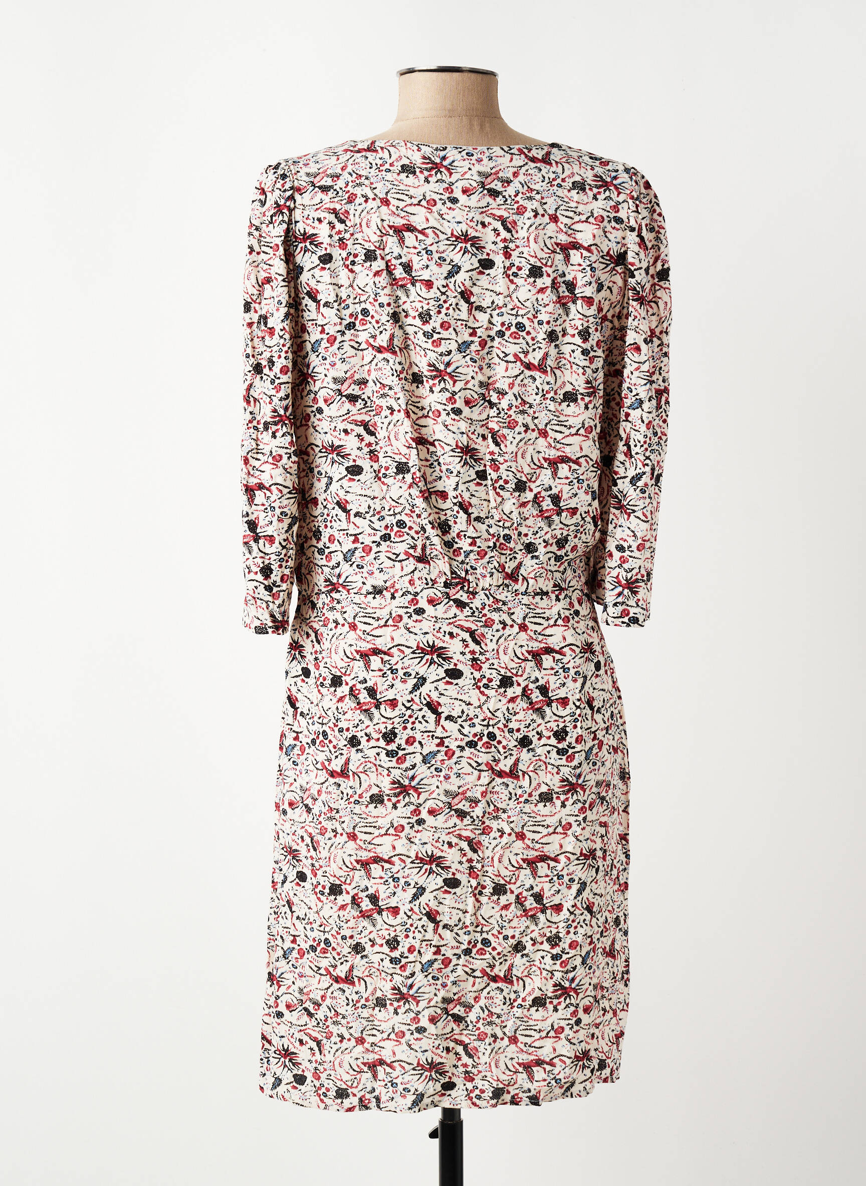 Robe mi-longue manches 3/4 manches 3/4 blanc ARTLOVE femme