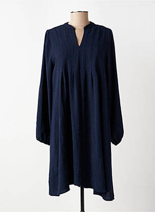 Robe mi-longue coupe fluide manches longues bleu JULIE GUERLANDE femme