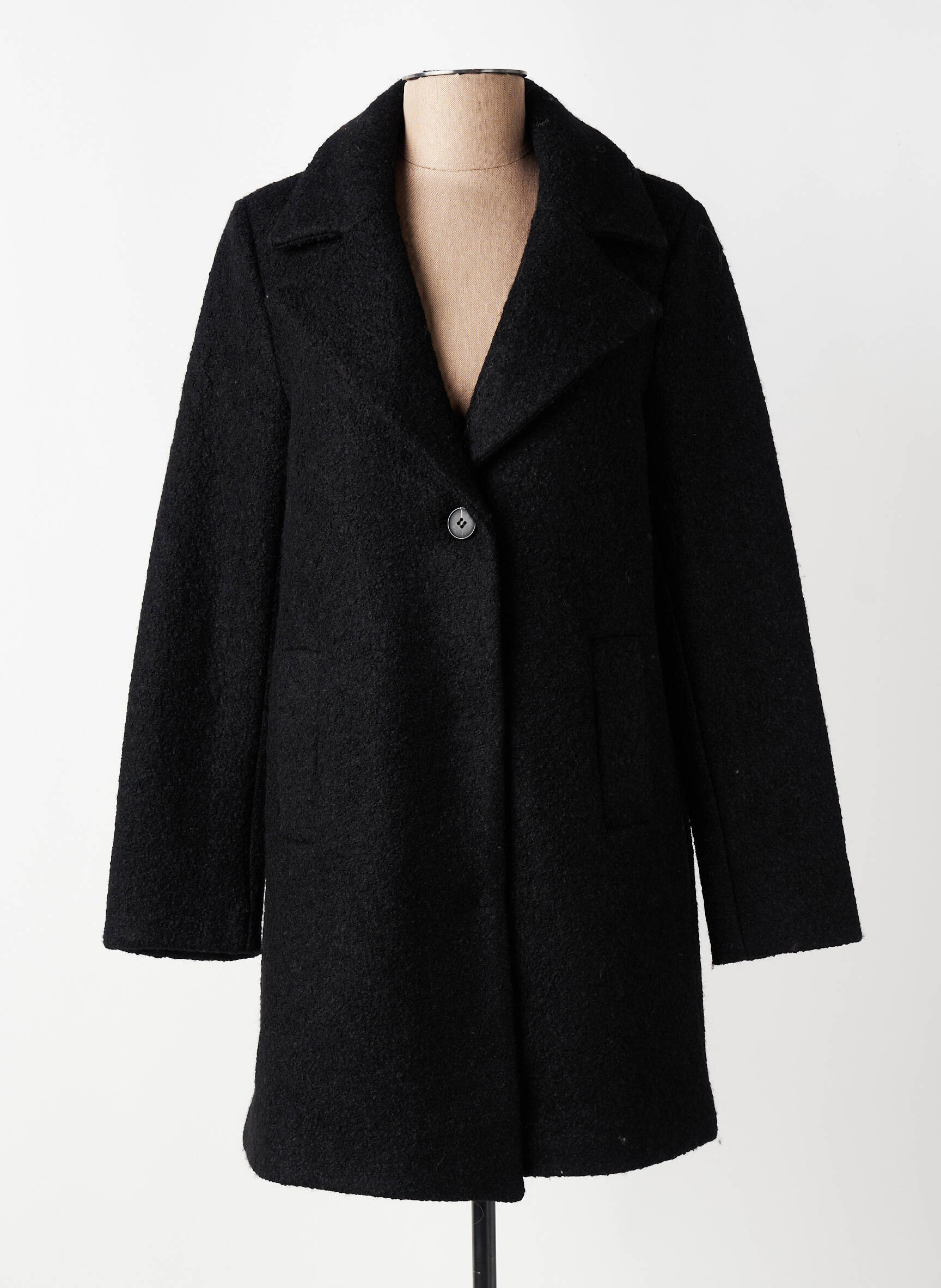 Manteau long coupe cintrée sans capuche noir B.YOUNG femme