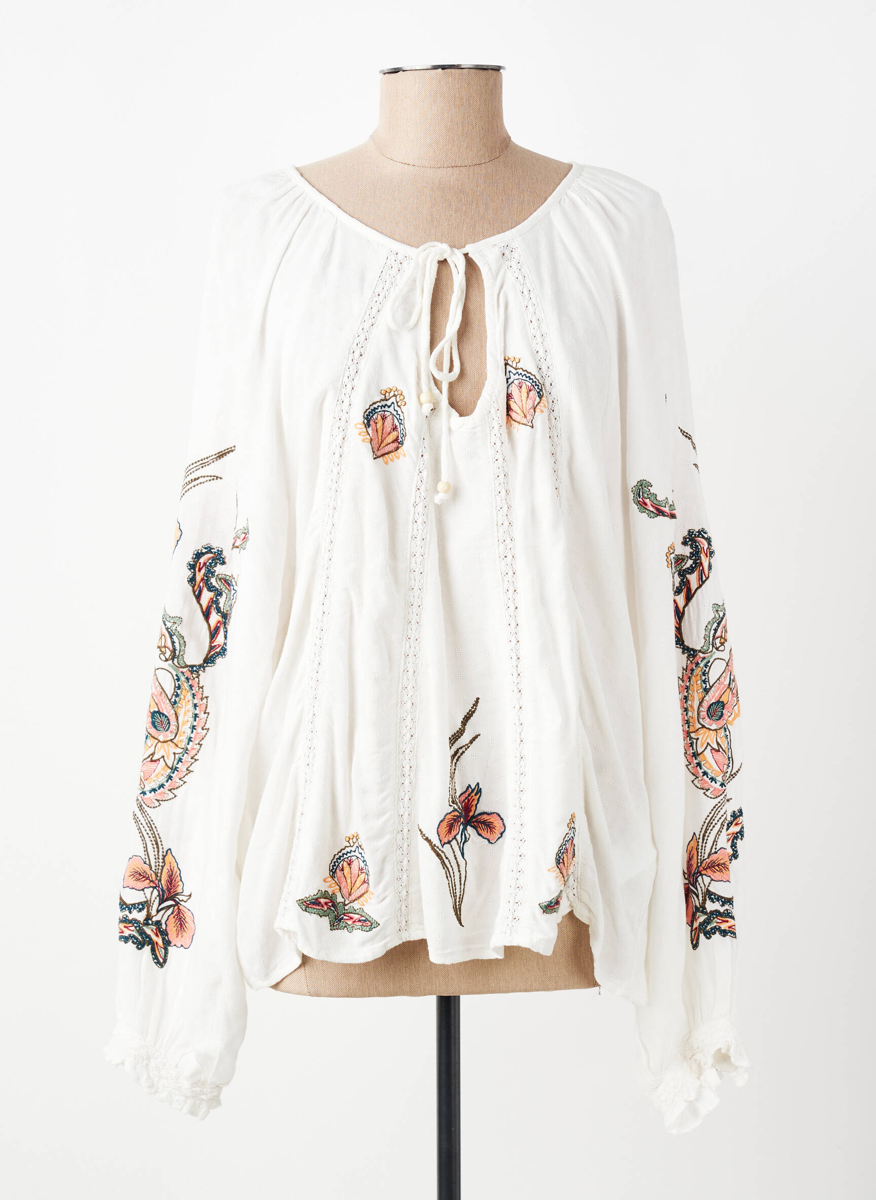 Blouse col rond manches longues beige MOLLY BRACKEN femme