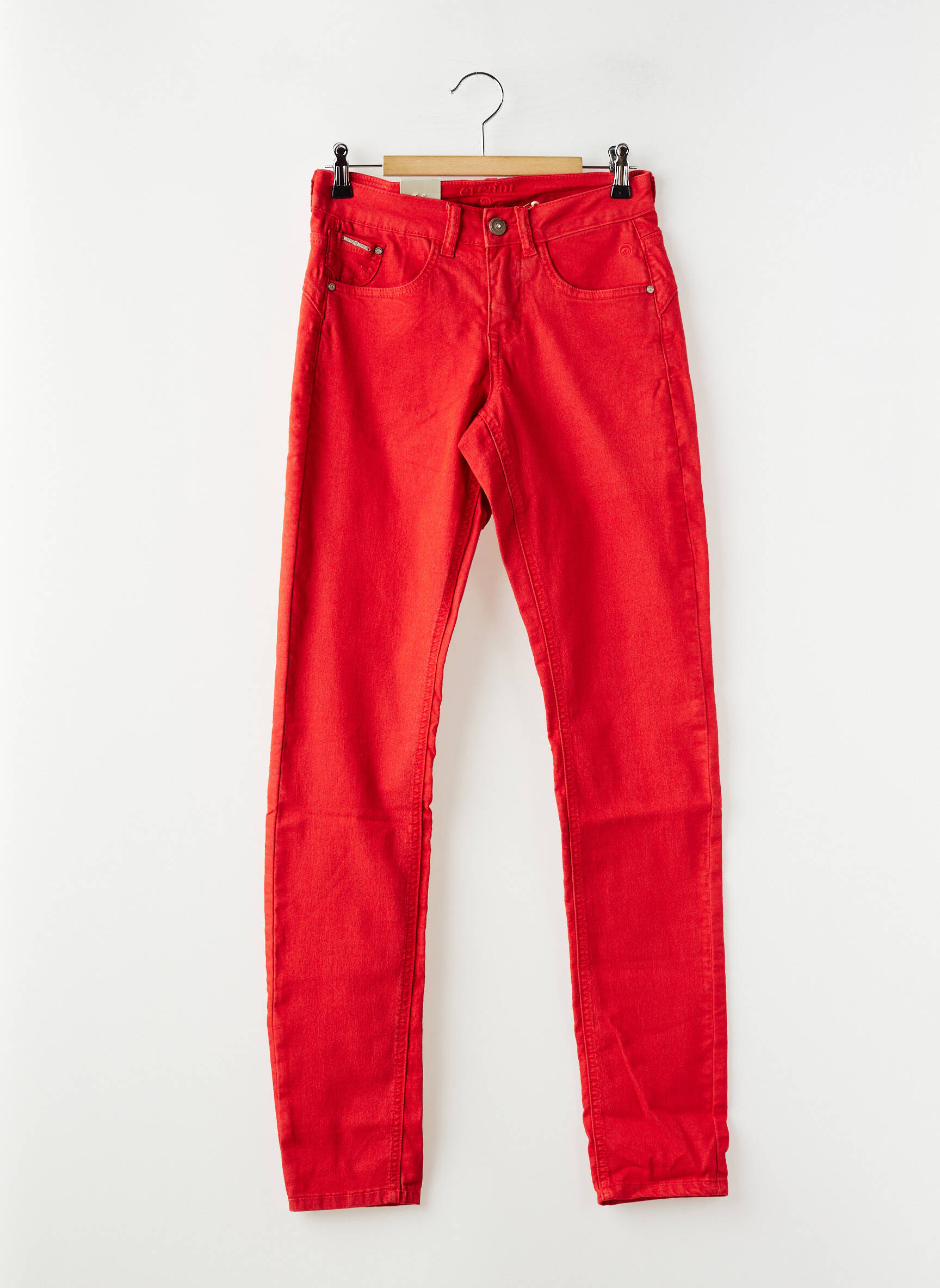 Jeans coupe slim stretch taille normale rouge CREAM femme