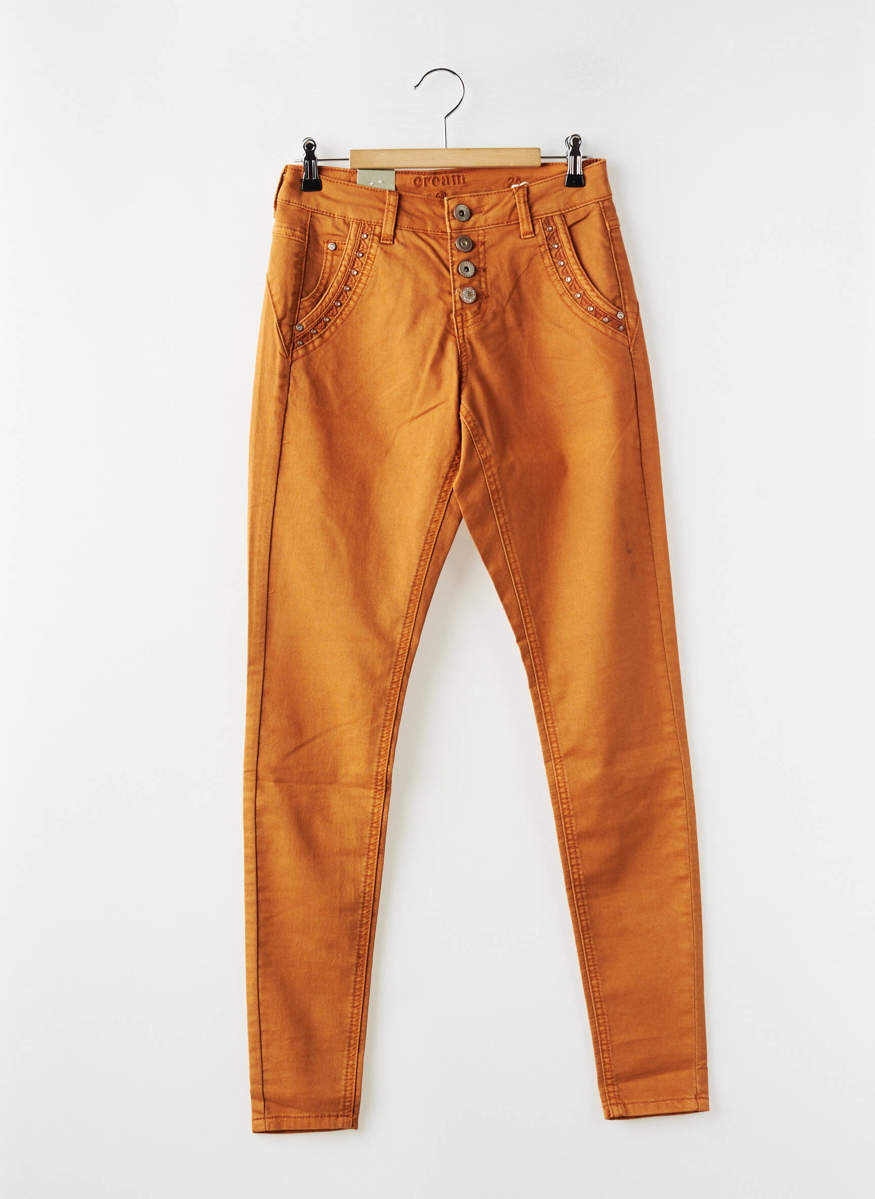 Jeans coupe slim stretch taille normale orange CREAM femme