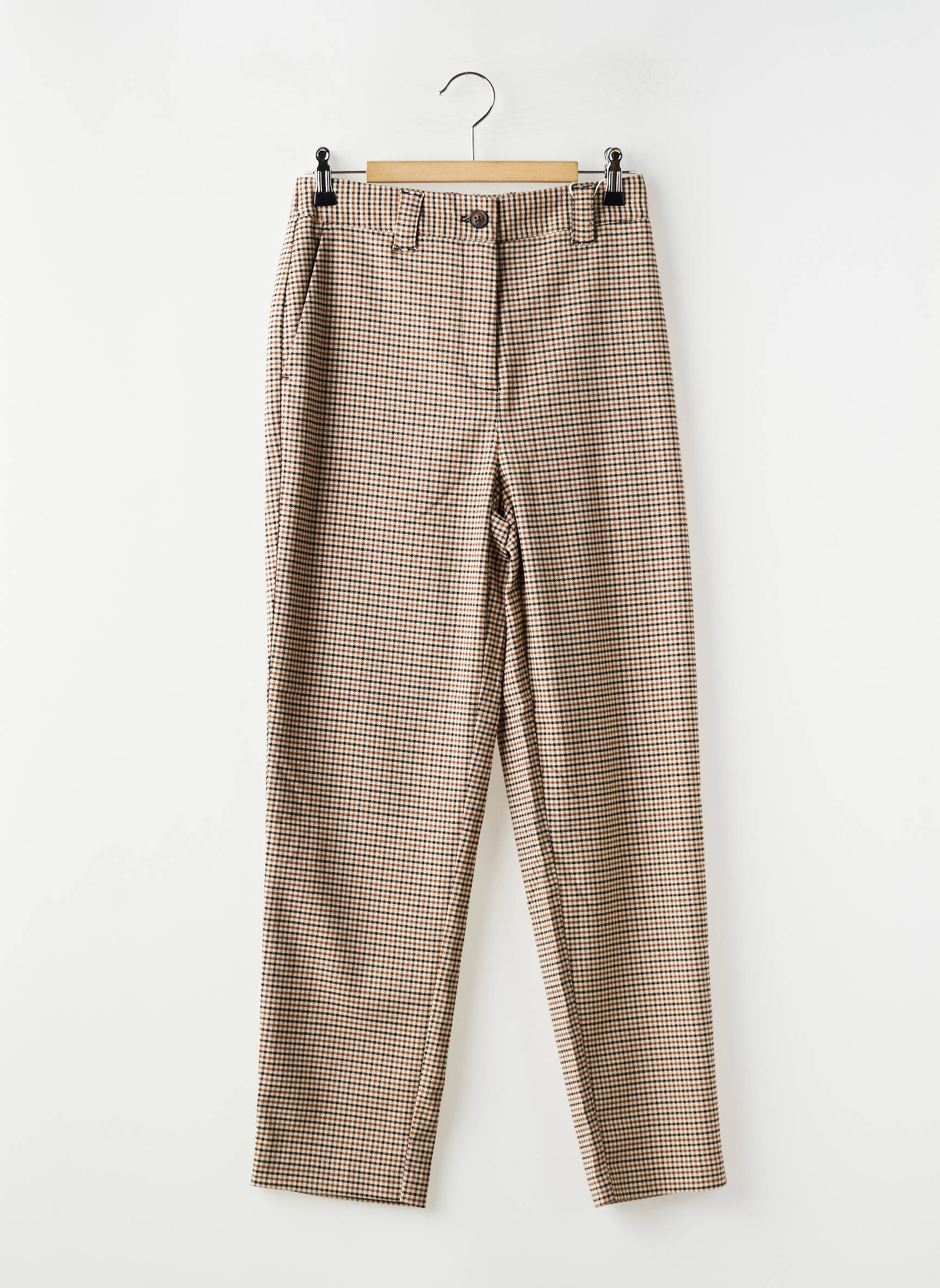 Pantalon chino fermeture zippée sous rabat boutonné taille normale beige C'EST BEAU LA VIE femme
