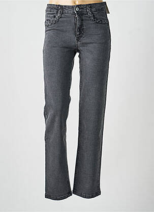 Jeans coupe droite taille haute taille haute gris ICHI femme