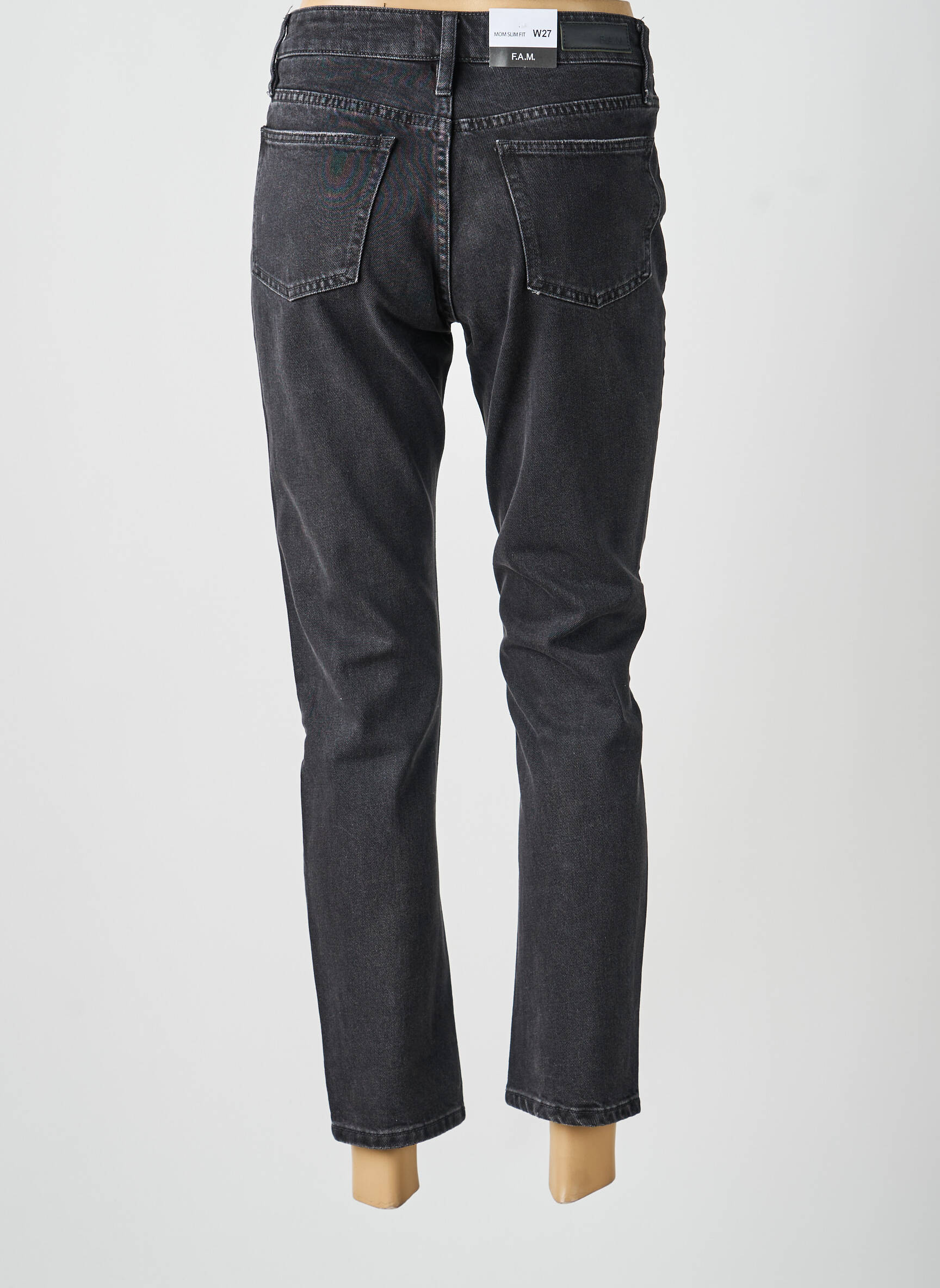 Jean coupe mom poches taille normale noir F.A.M. femme