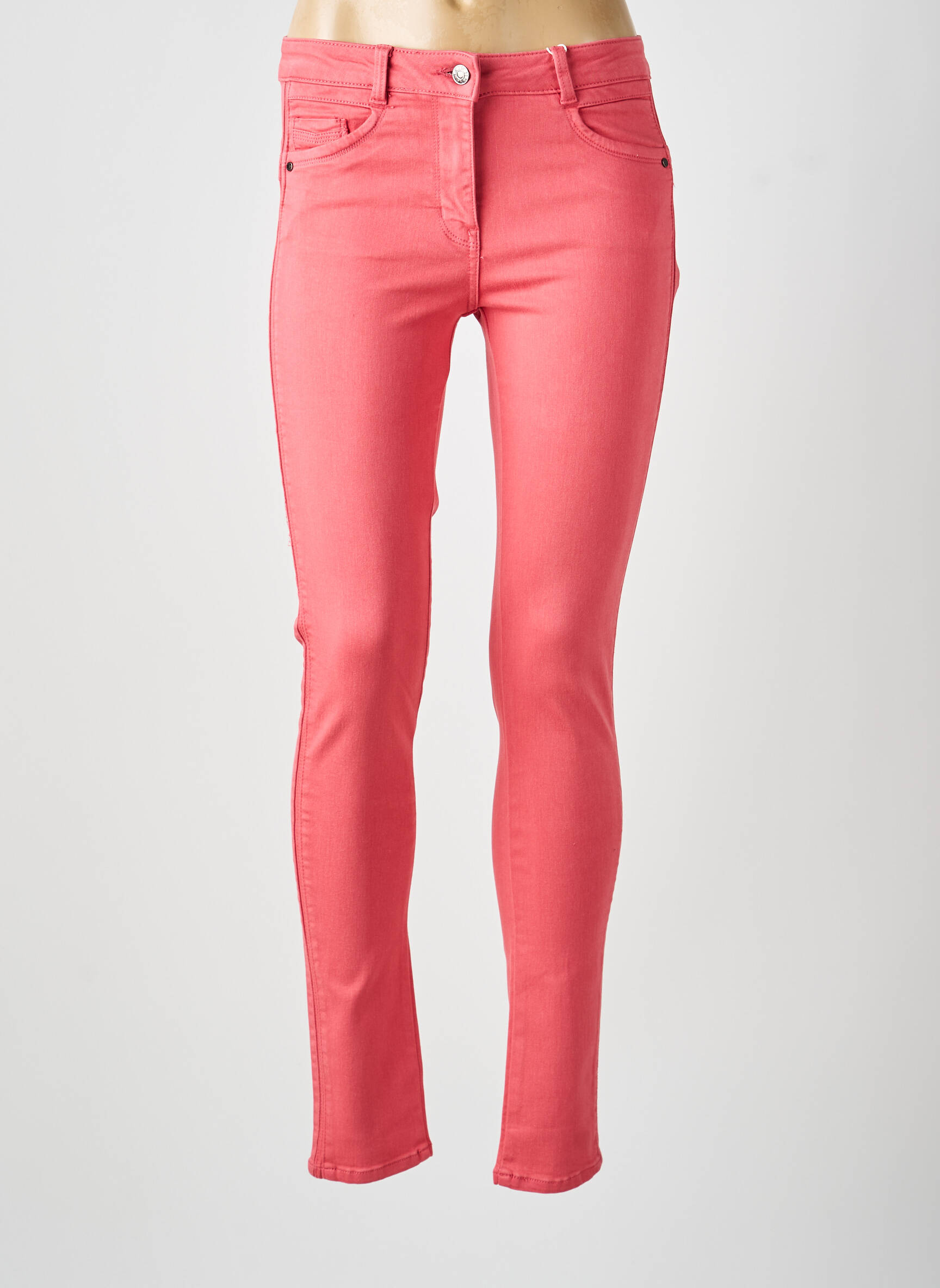Jeans coupe slim stretch taille normale rose C'EST BEAU LA VIE femme