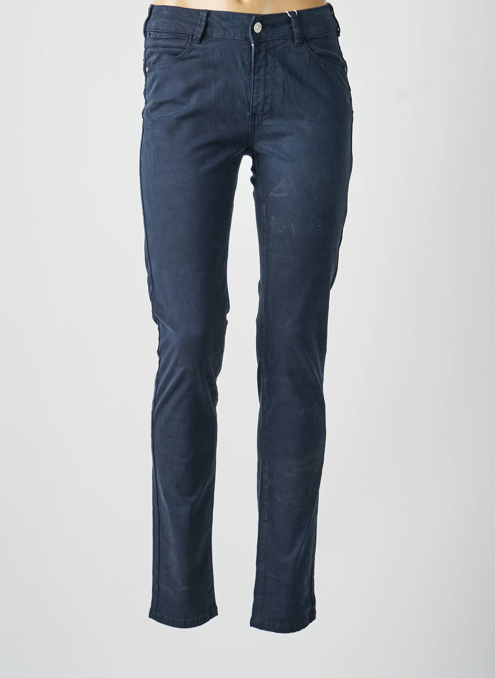 Pantalon slim tissage popeline taille normale bleu C'EST BEAU LA VIE femme
