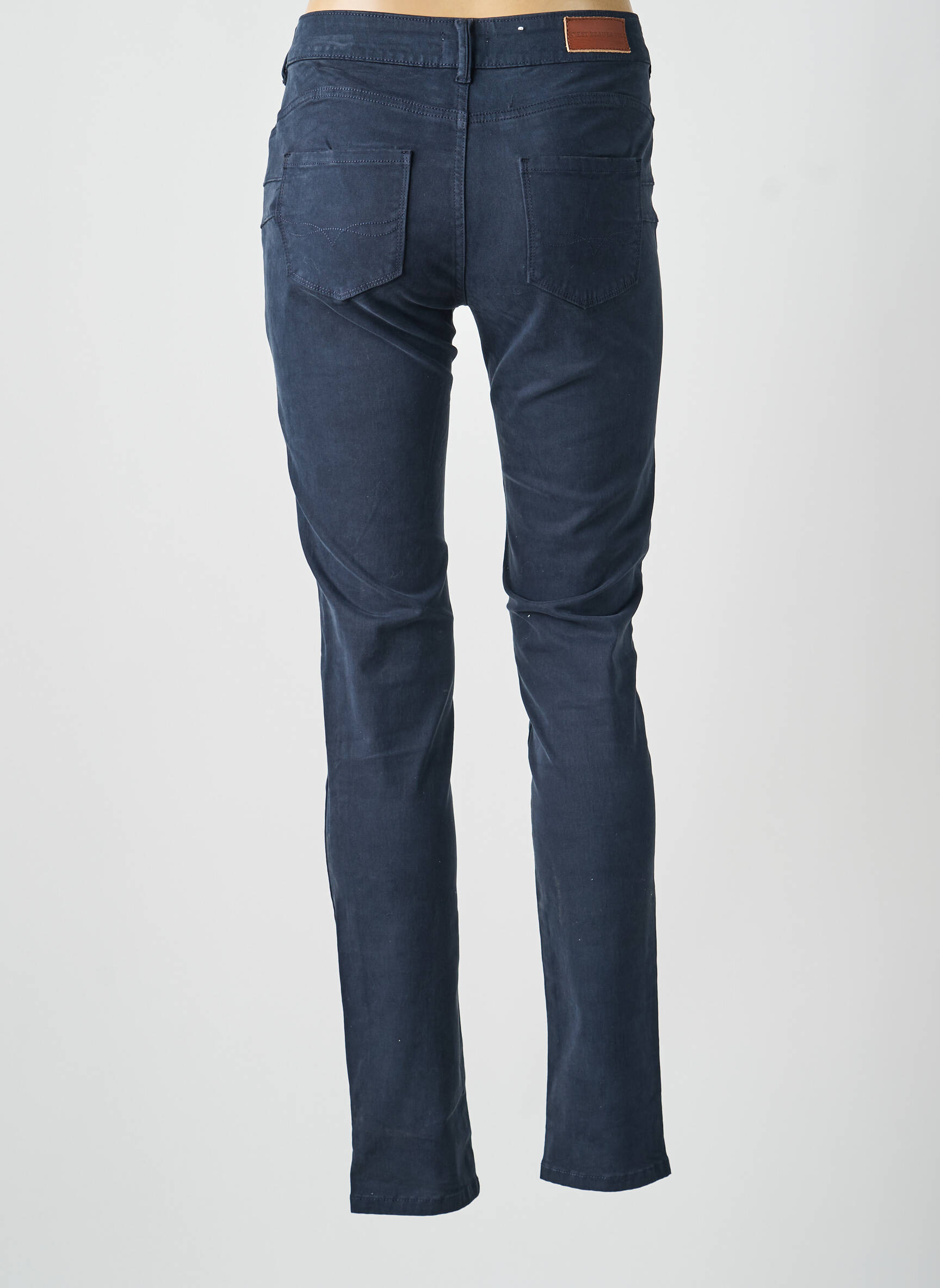 Pantalon slim tissage popeline taille normale bleu C'EST BEAU LA VIE femme
