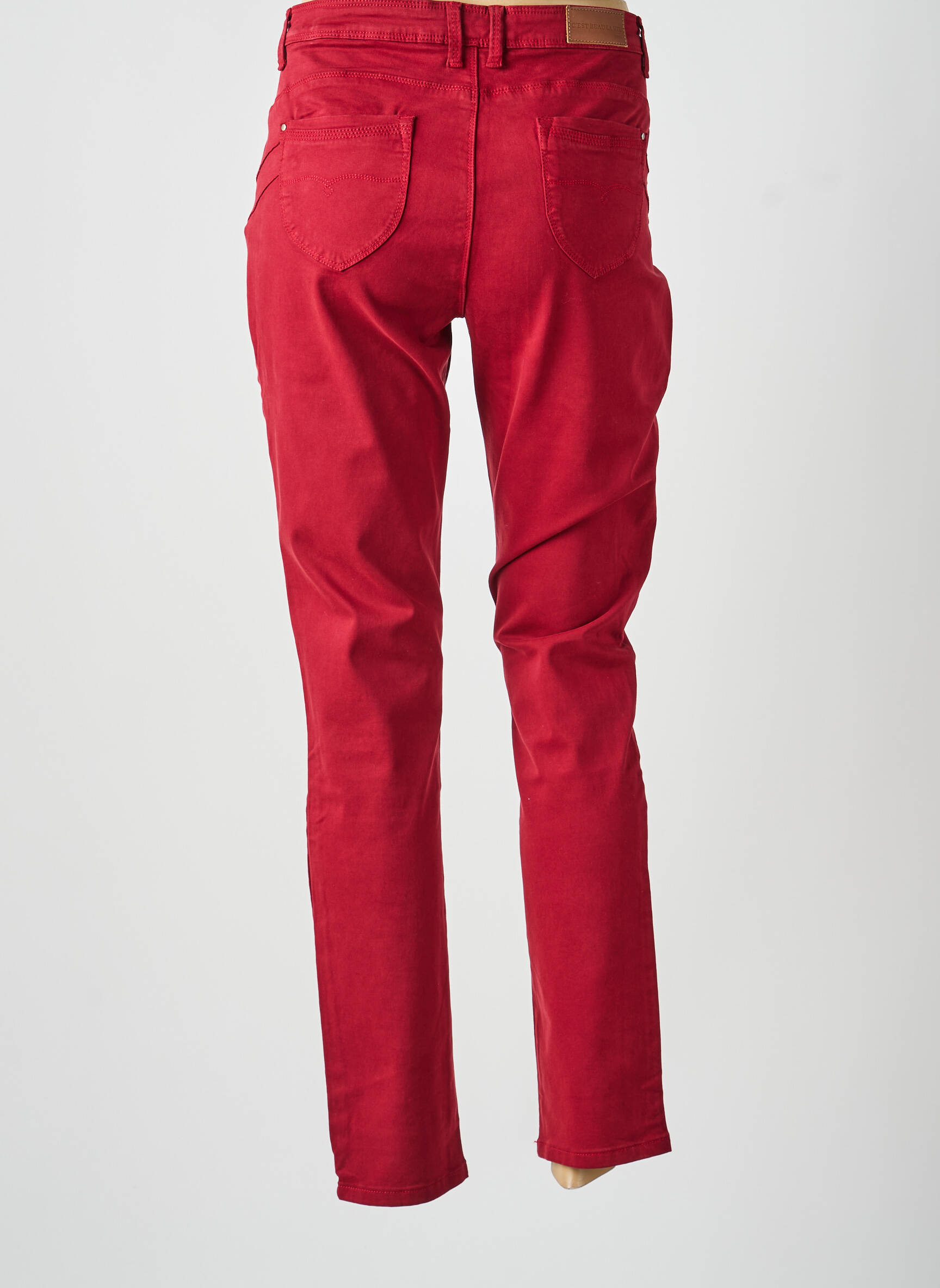 Pantalon slim tissage popeline taille normale rouge C'EST BEAU LA VIE femme