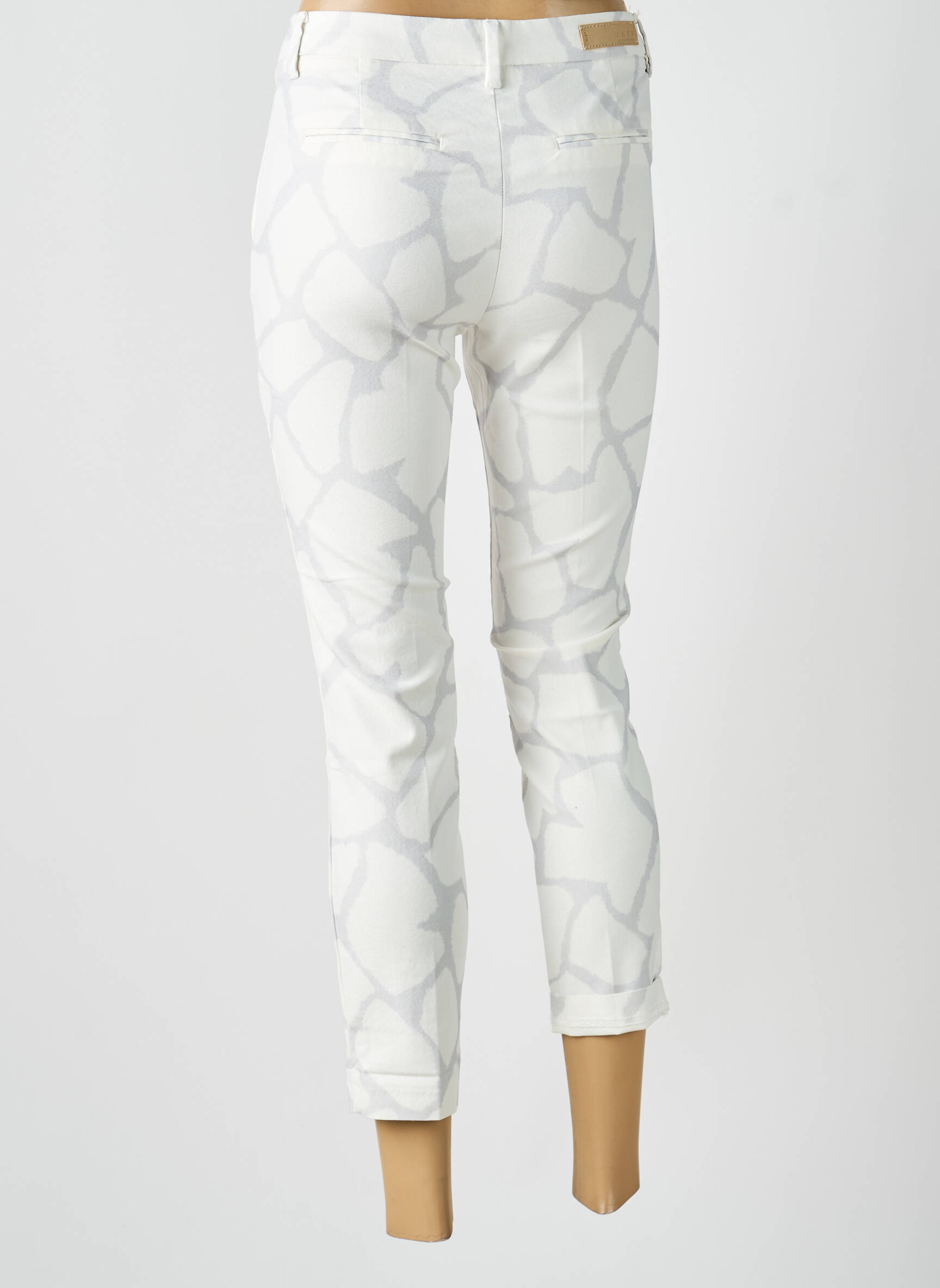 Pantalon 7/8 taille à pinces taille normale blanc YAYA femme