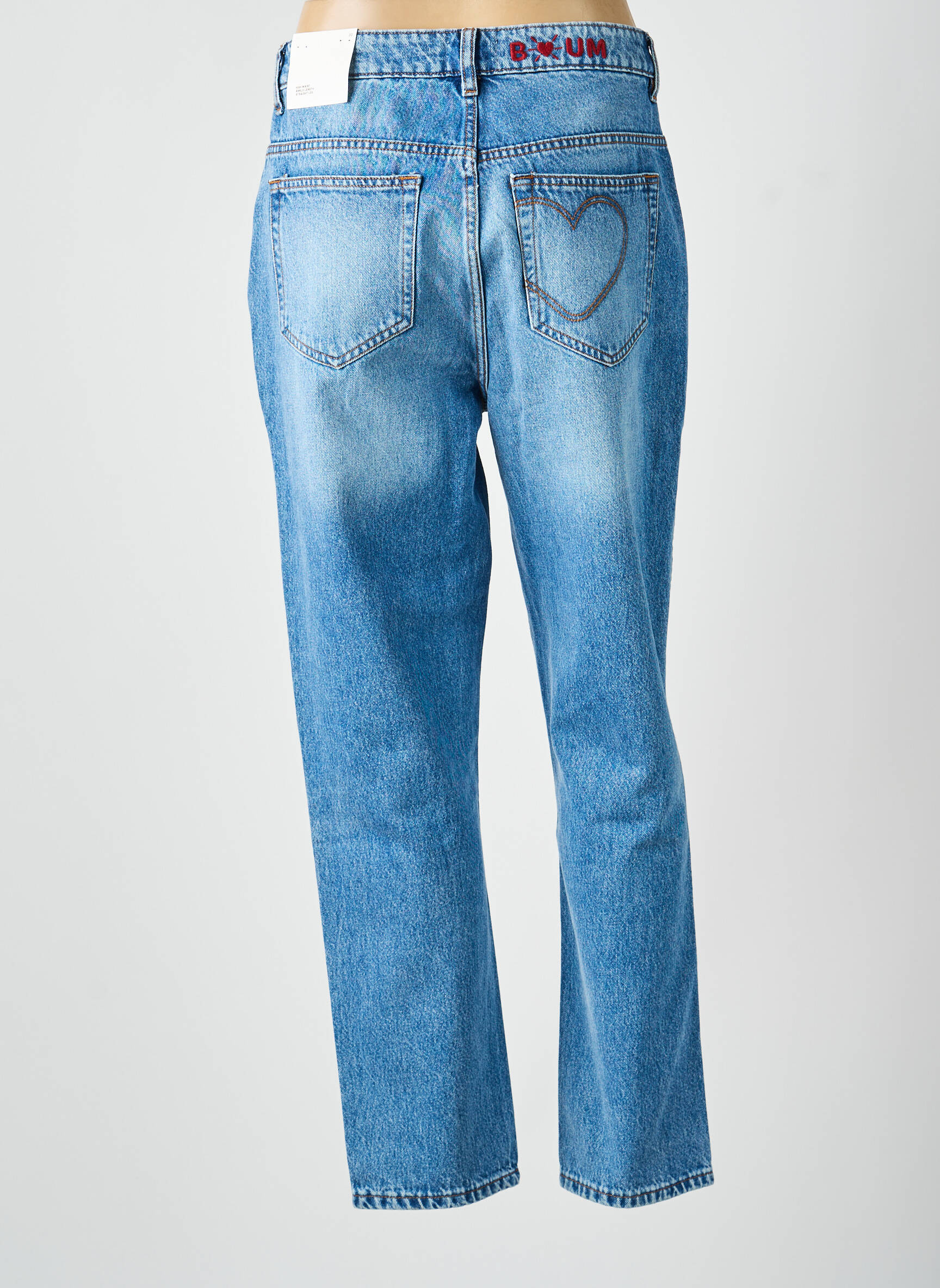 Jeans coupe droite taille haute taille haute bleu ICHI femme