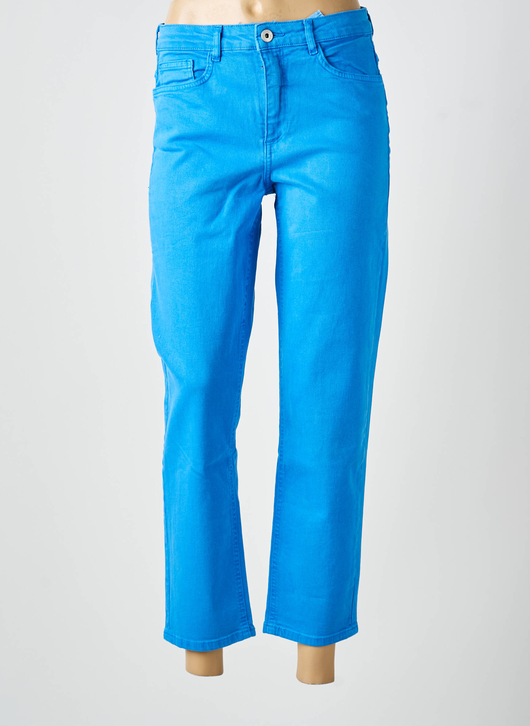 Jeans coupe droite stretch taille normale bleu ICHI femme