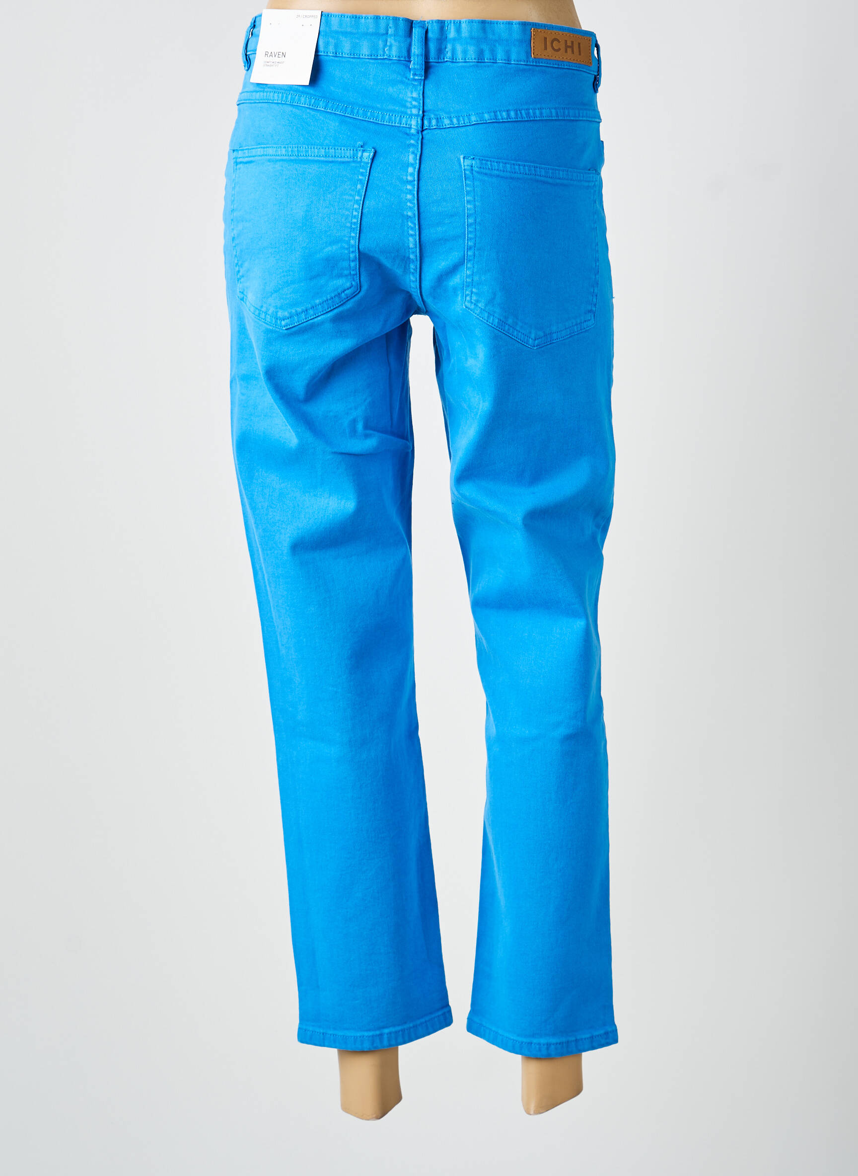 Jeans coupe droite stretch taille normale bleu ICHI femme