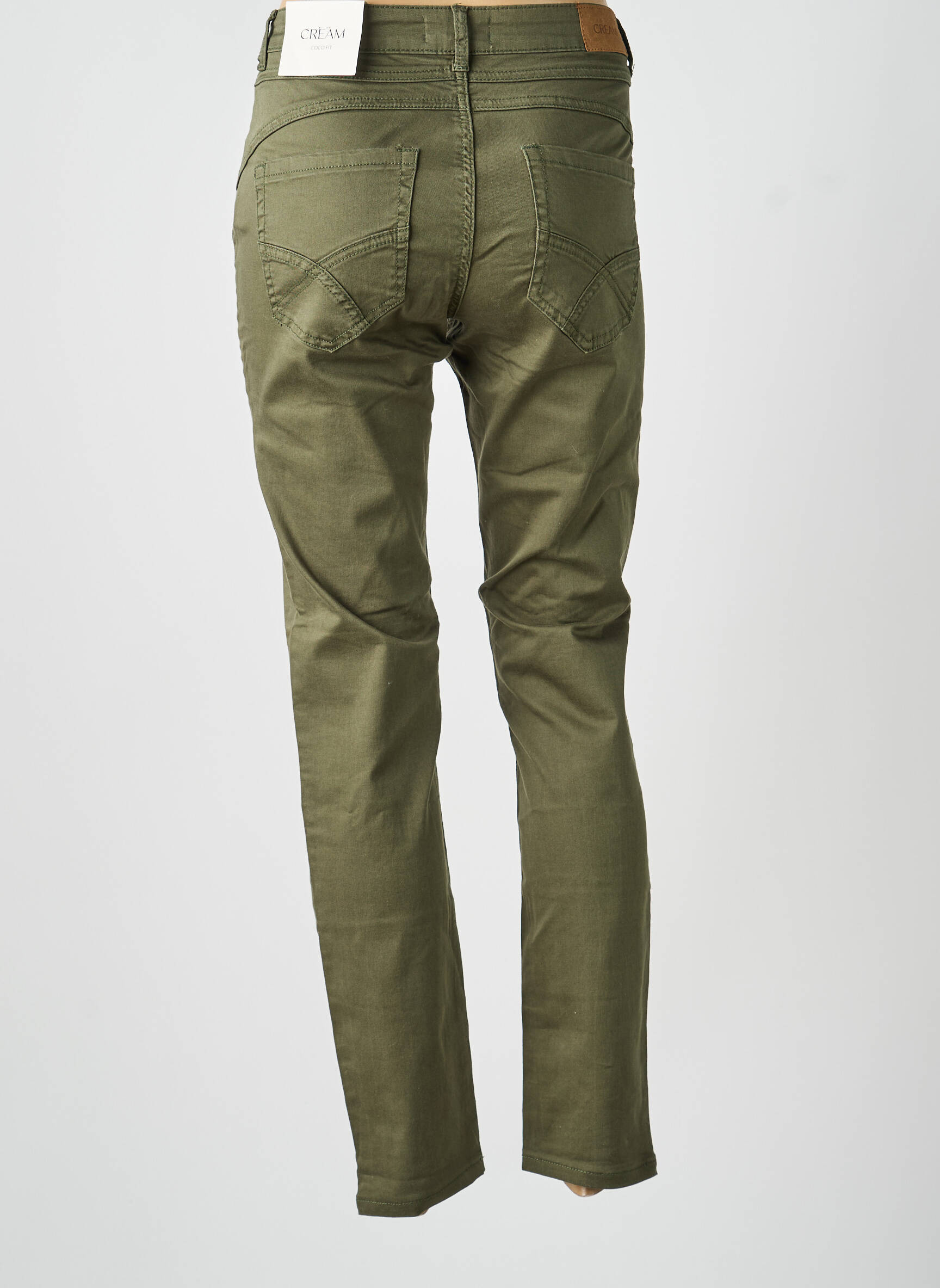 Jeans coupe slim stretch taille normale vert CREAM femme