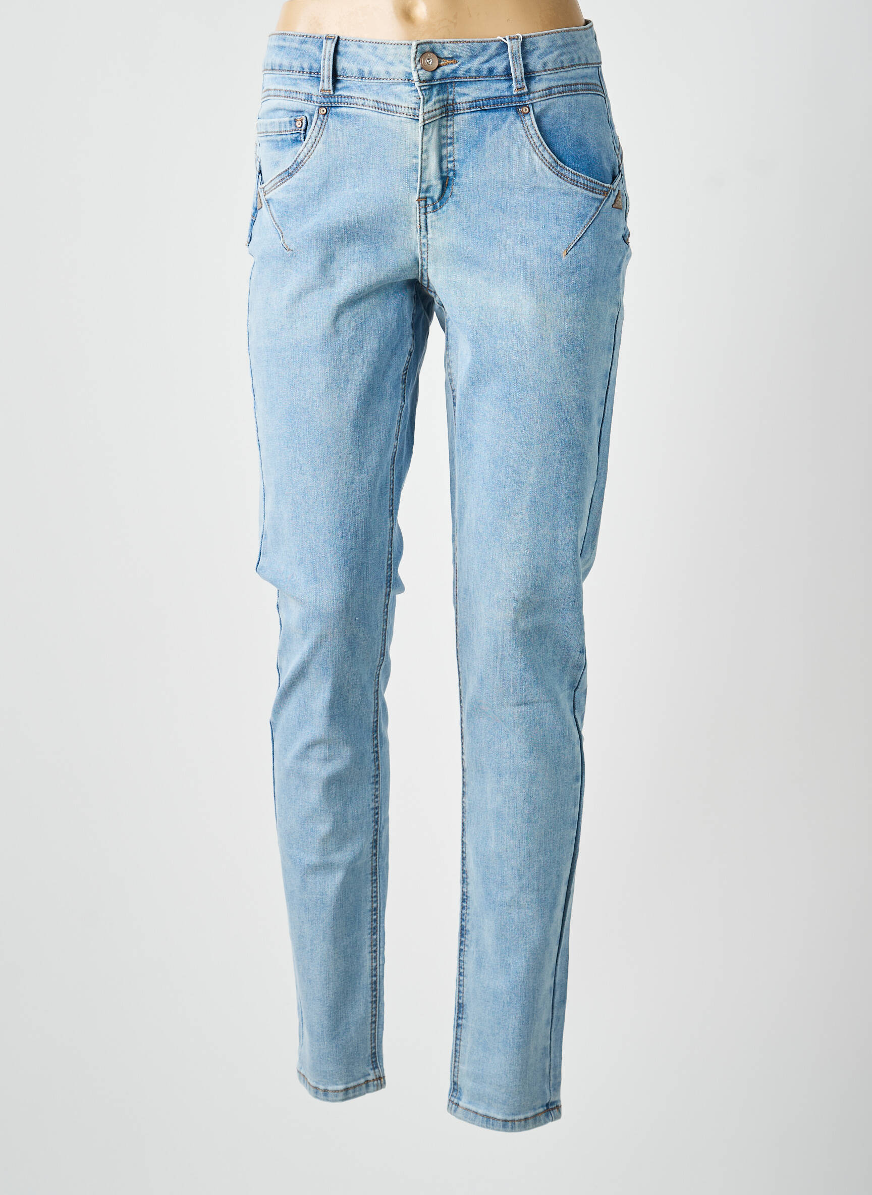 Jeans coupe slim taille haute taille haute bleu clair CREAM femme