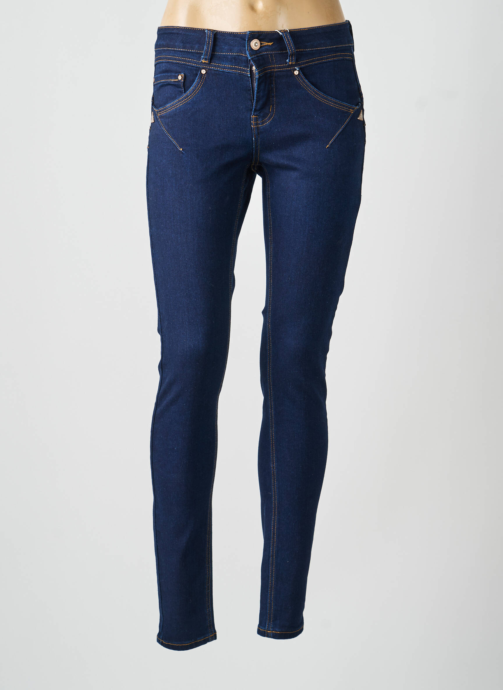 Jeans skinny tissage brut taille haute bleu CREAM femme